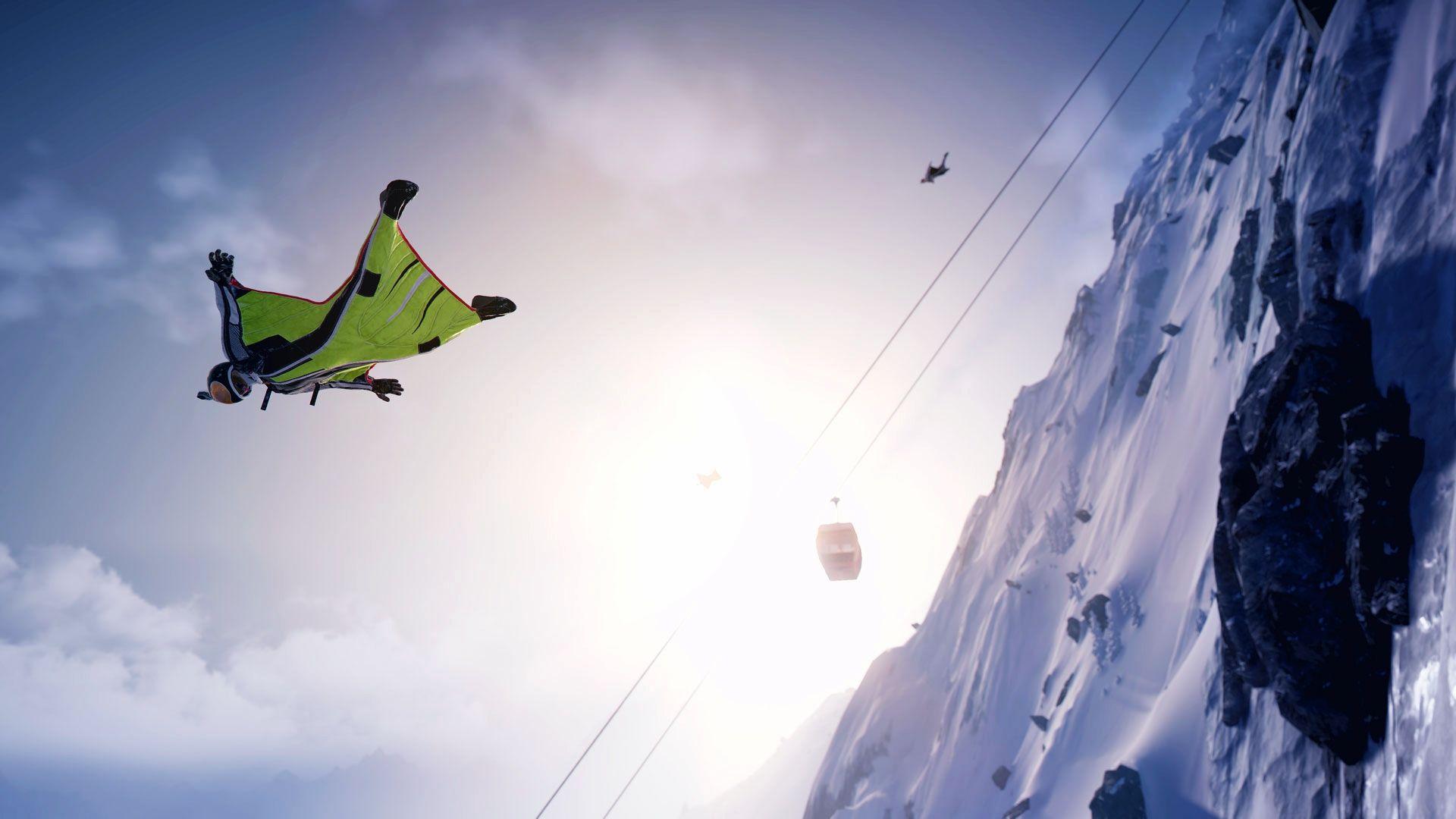 1920x1080 Download 1920x1080 Steep, Skydiving, Snow, Clouds Wallpaper