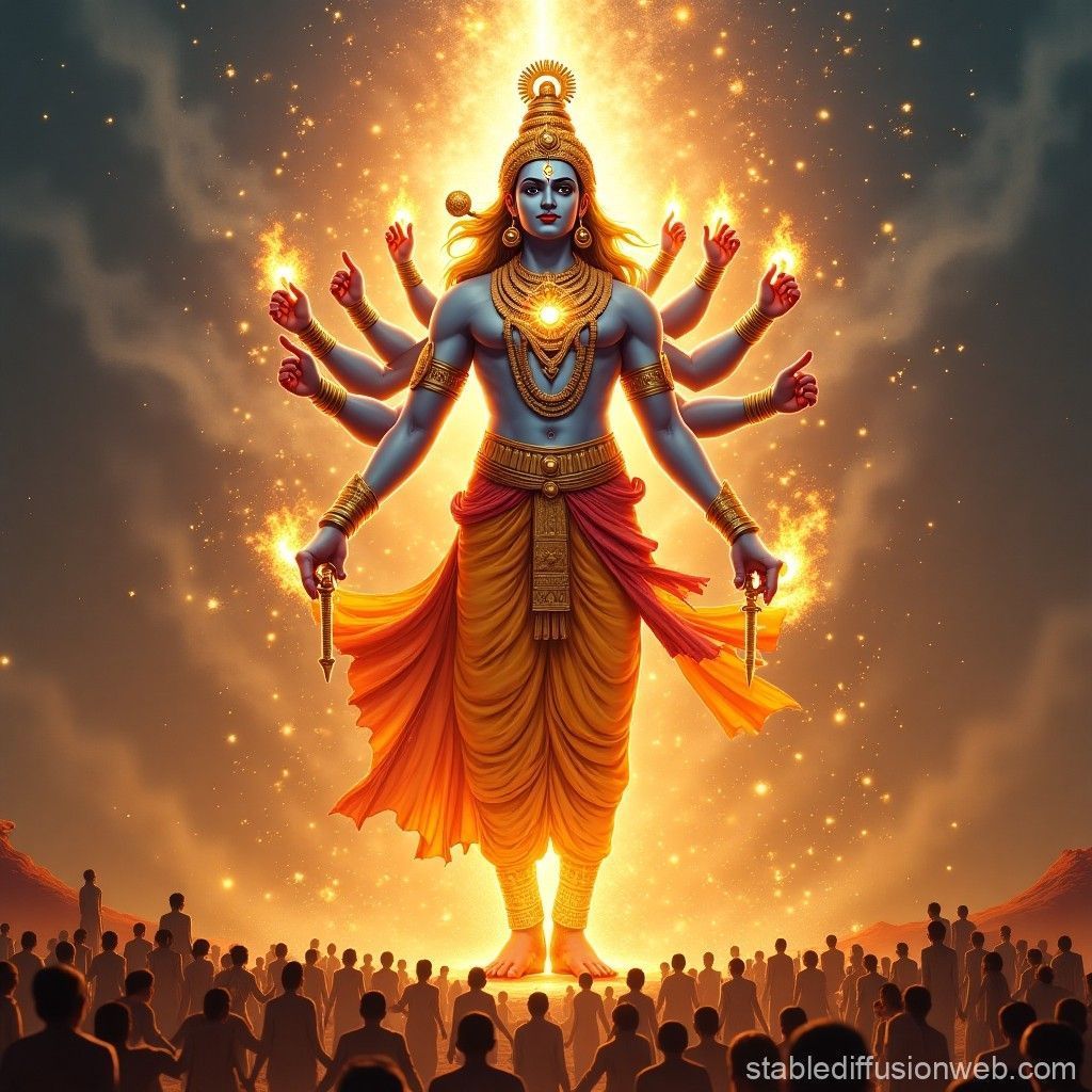 1024x1024 Colossal Lord Krishna's Virat Roop. Stable Diffusion Online