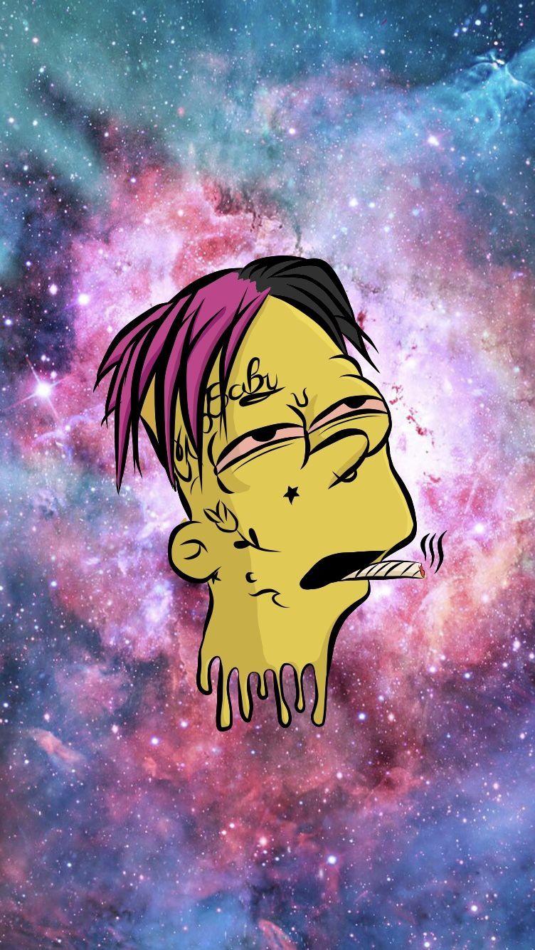 752x1335 Free download Lil Peep Bart Simpson Cartoon IPhone Wallpaper
