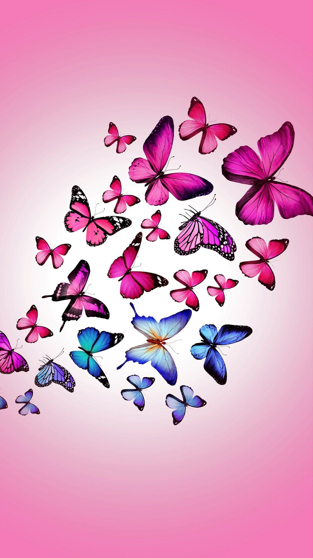 1080x1920 Pink Butterflies iPhone Wallpaper HD