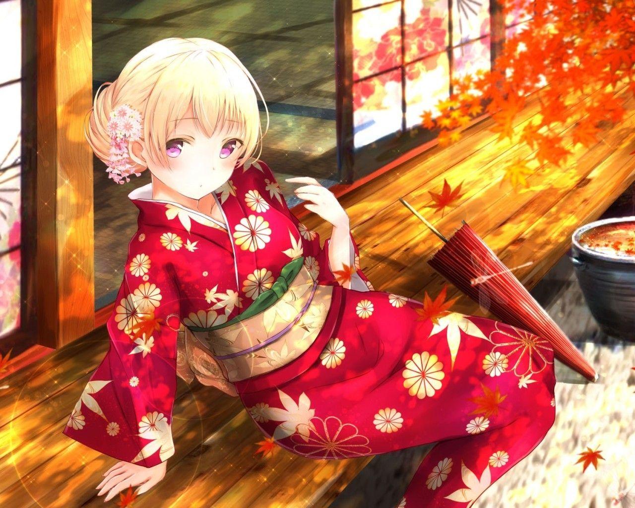 1280x1024 Download 1280x1024 Shirasagi Chisato, Bang Dream, Kimono, Blonde