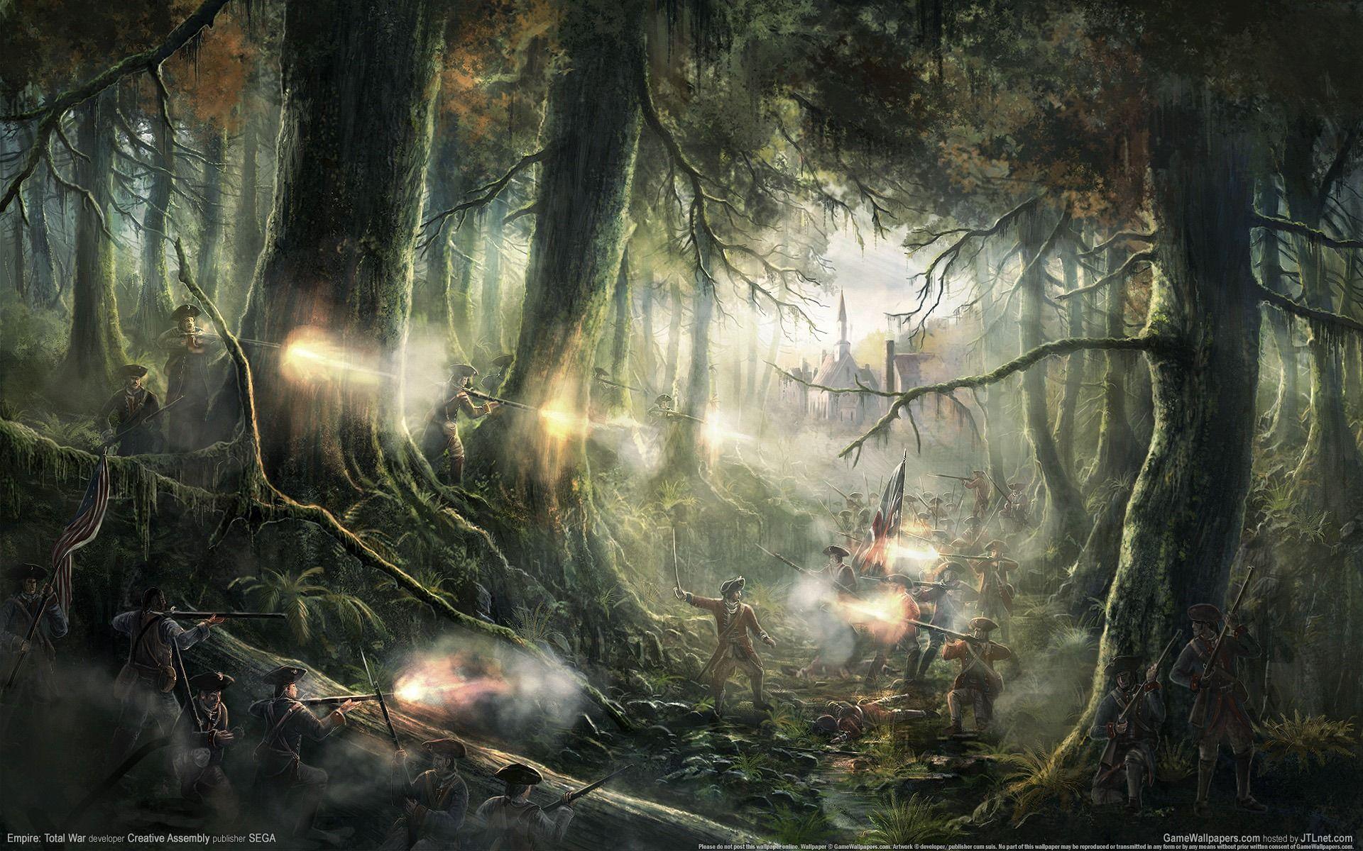 1920x1200 Empire: Total War Revolutionary War Rifle Battle Forest Trees HD