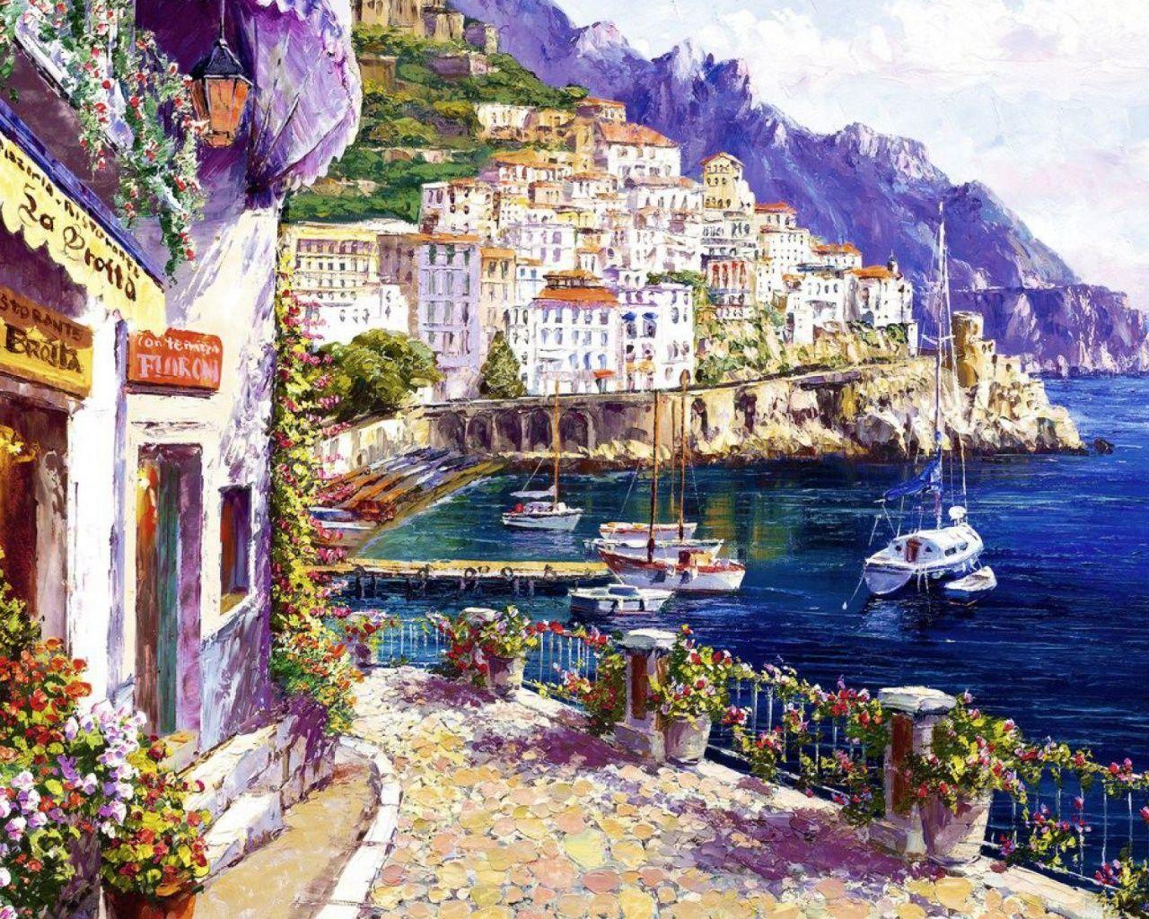 1280x1024 Pretty Amalfi Coast Italy wallpaper. Pretty Amalfi Coast Italy