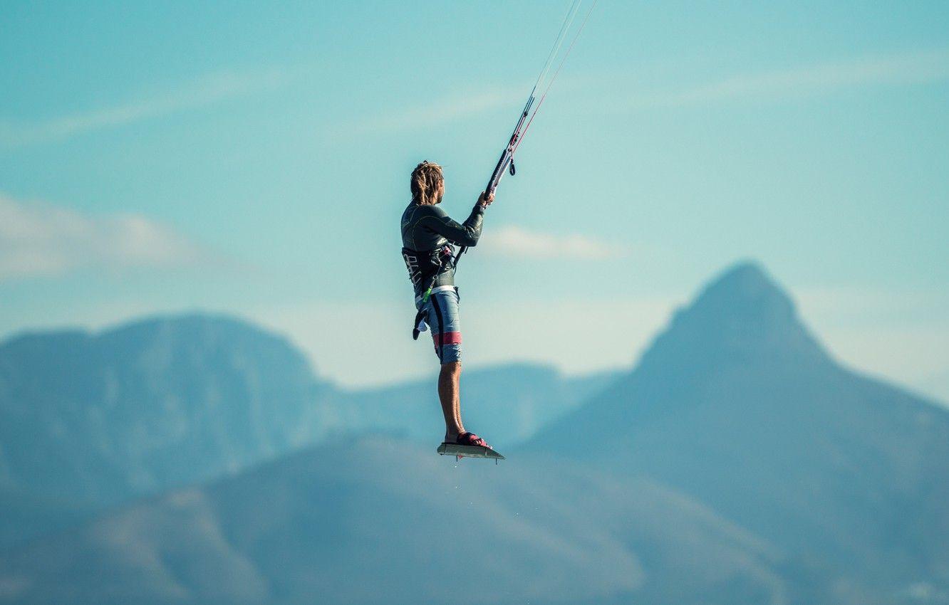 1332x850 Wallpaper jump, athlete, kitesurfing, kitesurfing image