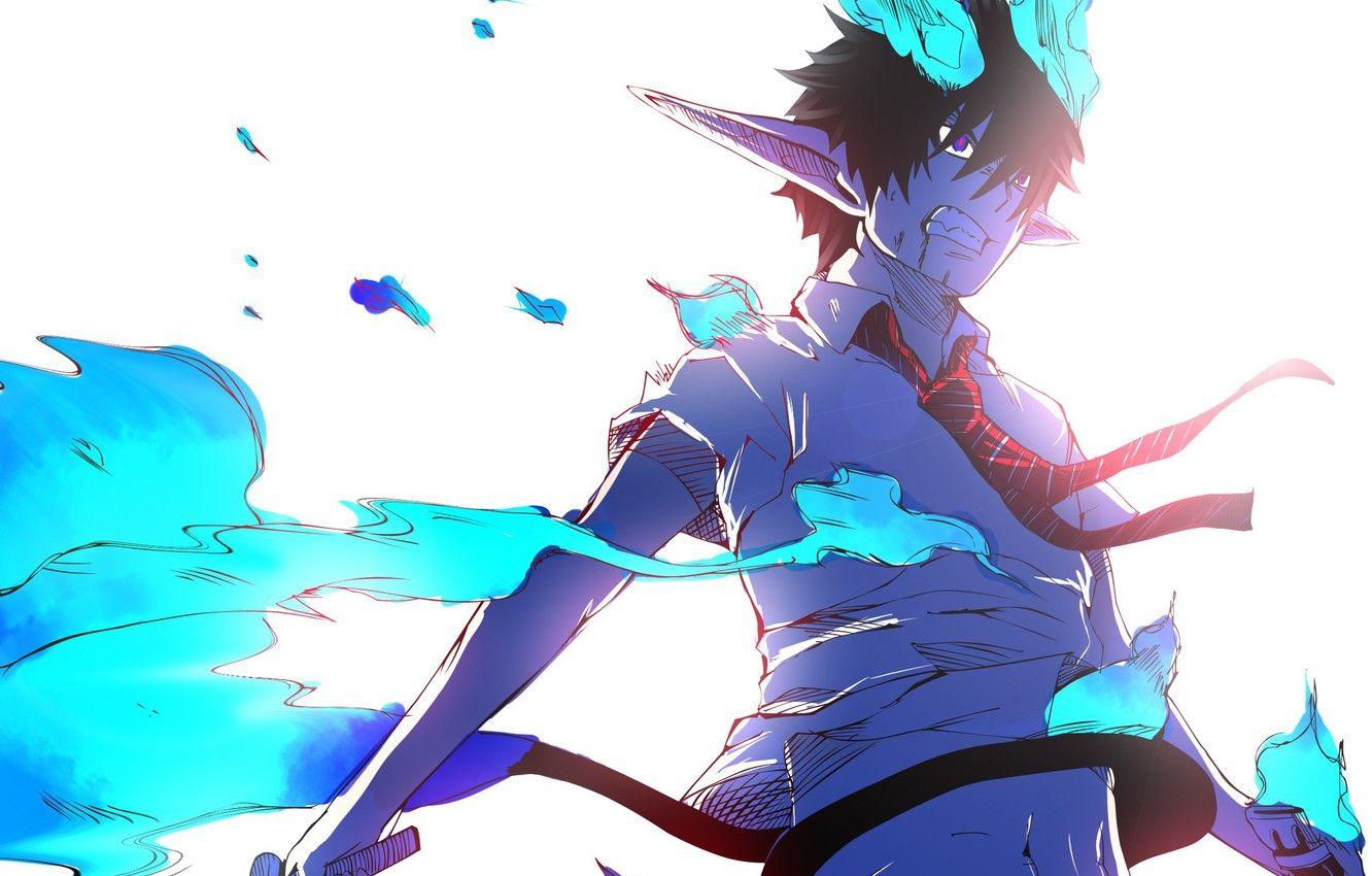 1332x850 Wallpaper anime, art, guy, Ao no Exorcist, Rin Okumura, Blue