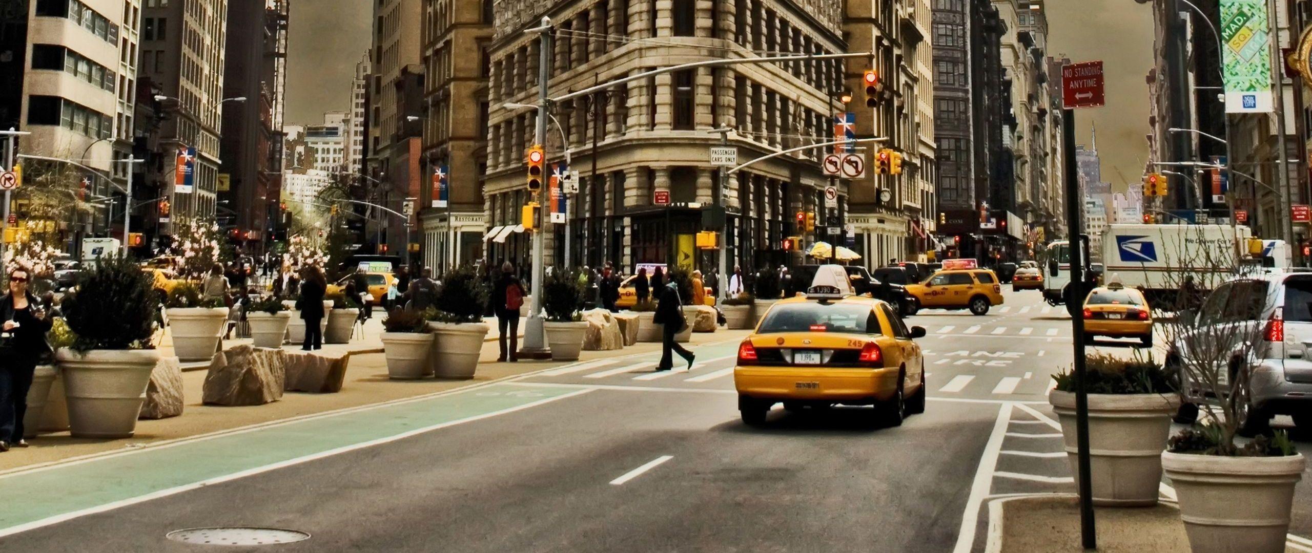 2560x1080 New York Street Wallpaper