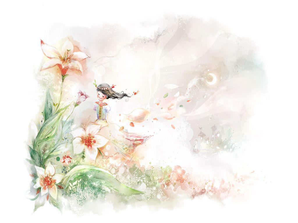1024x768 Cartoon Flower Wallpaper, Picture