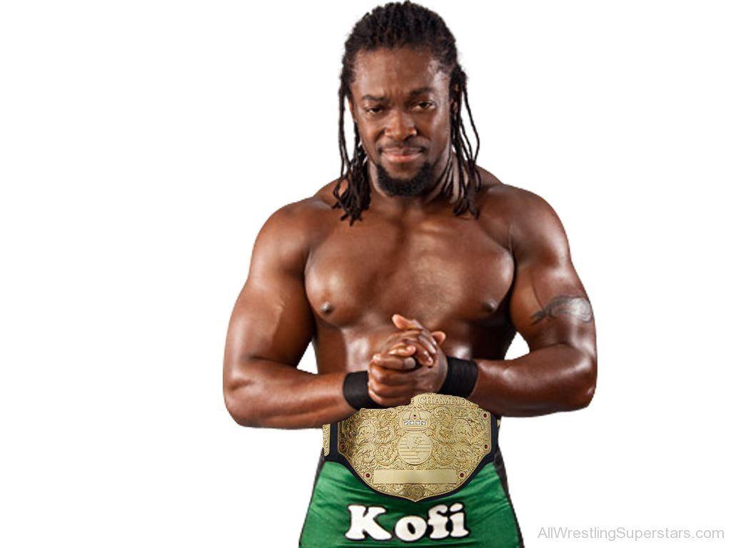 1024x768 WWE Kofi Kingston With His Title Belt