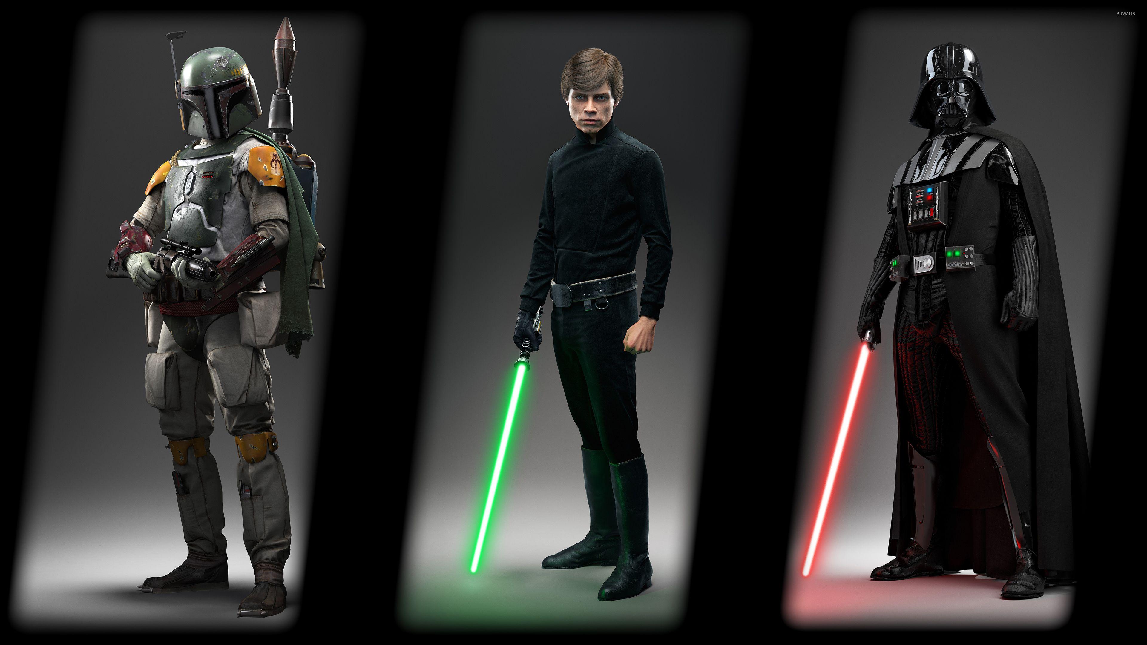 3840x2160 Boba Fett, Luke & Darth Vader Wars Battlefront wallpaper wallpaper