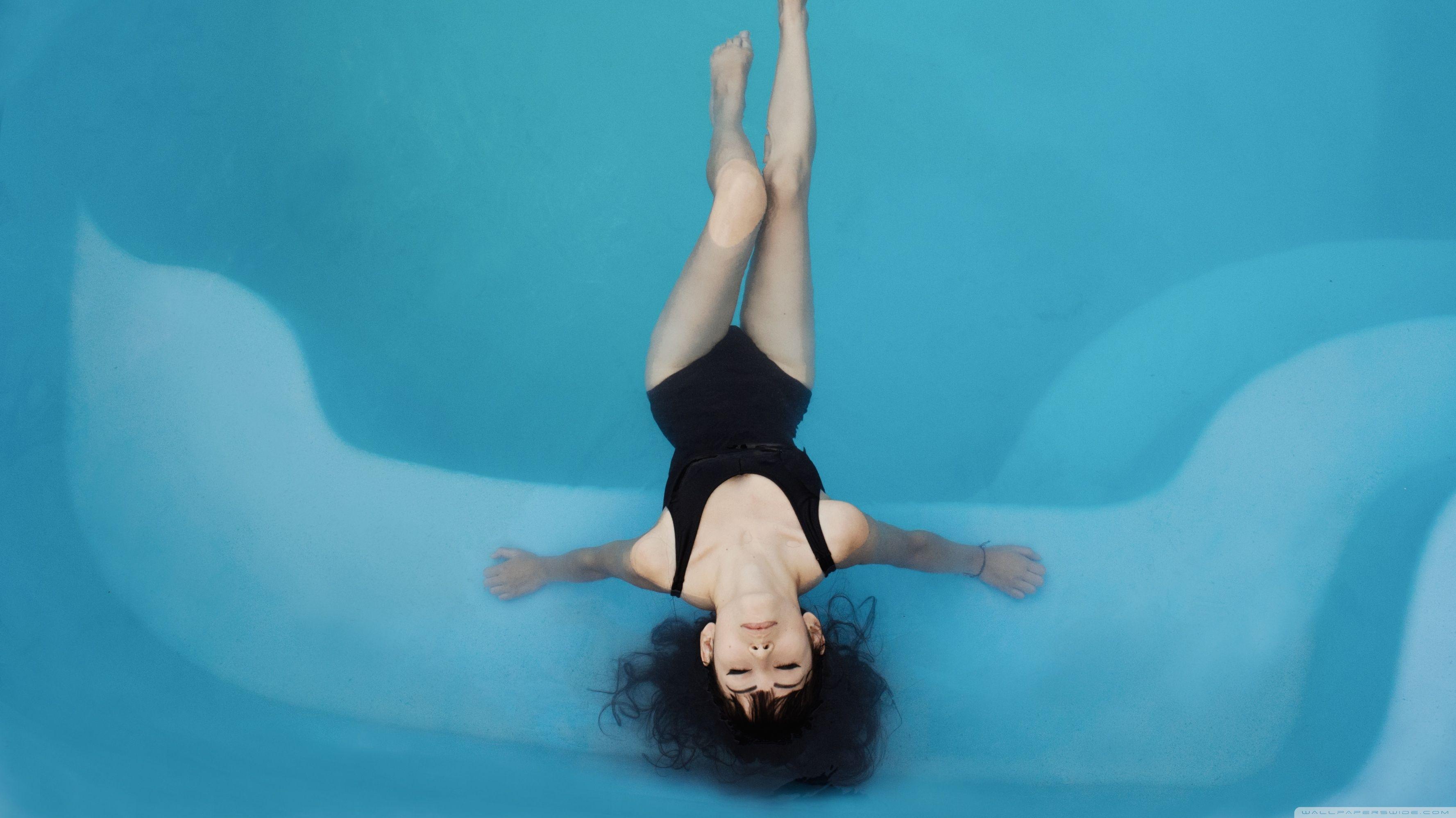 3554x1999 Woman Pool Aesthetic Ultra HD Desktop Background Wallpaper for 4K
