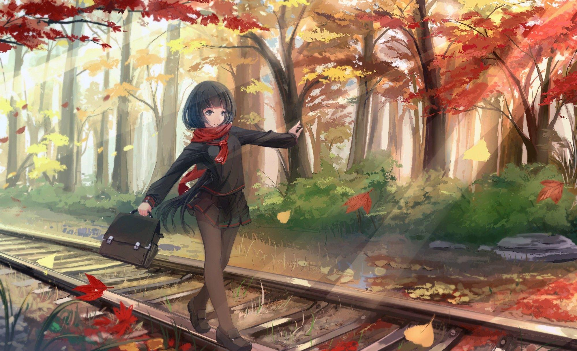 2000x1219 Anime Fall Wallpaper