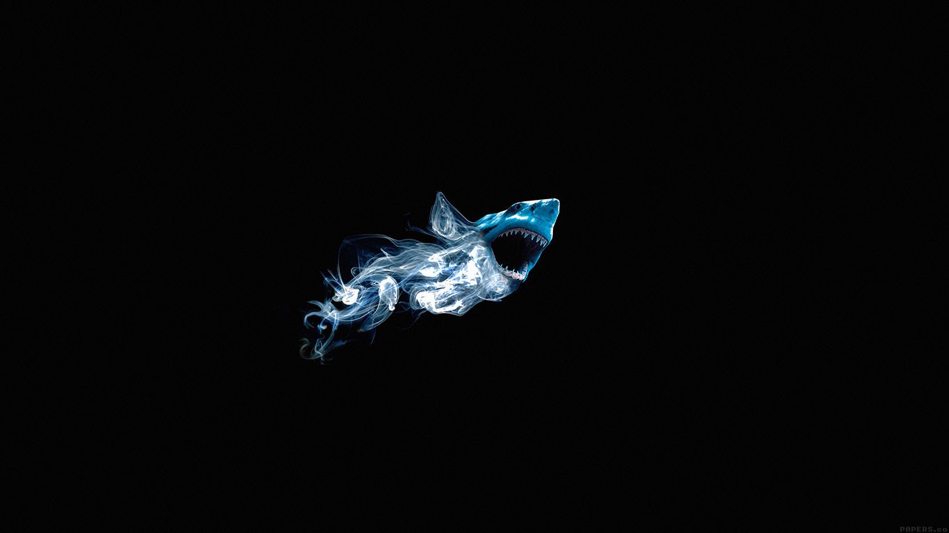 1366x768 Shark Attack Minimal Art Dark Animal. Minimalist Wallpaper
