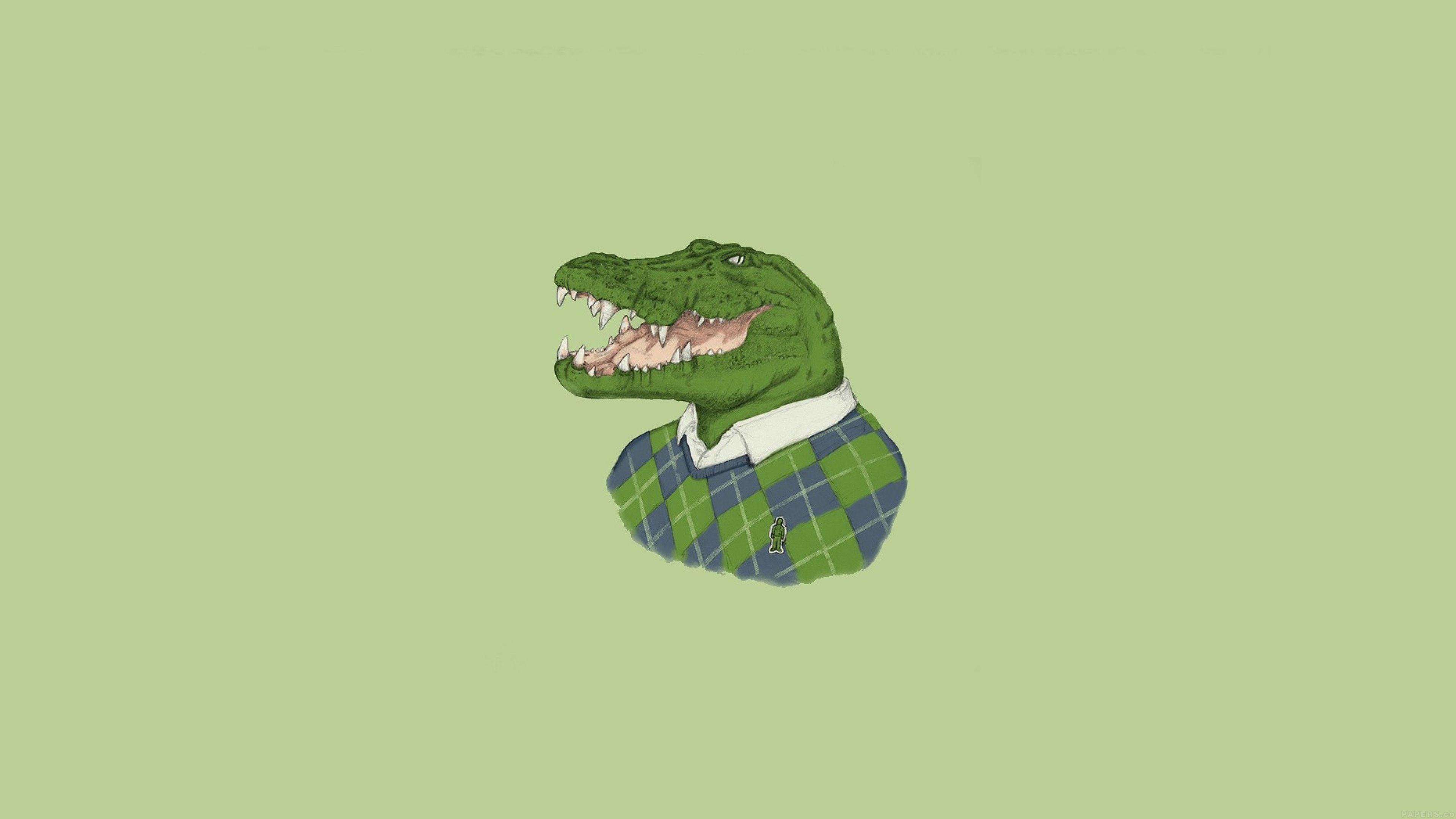 3840x2160 Lacoste Human Animal Minimal Art Illust Green