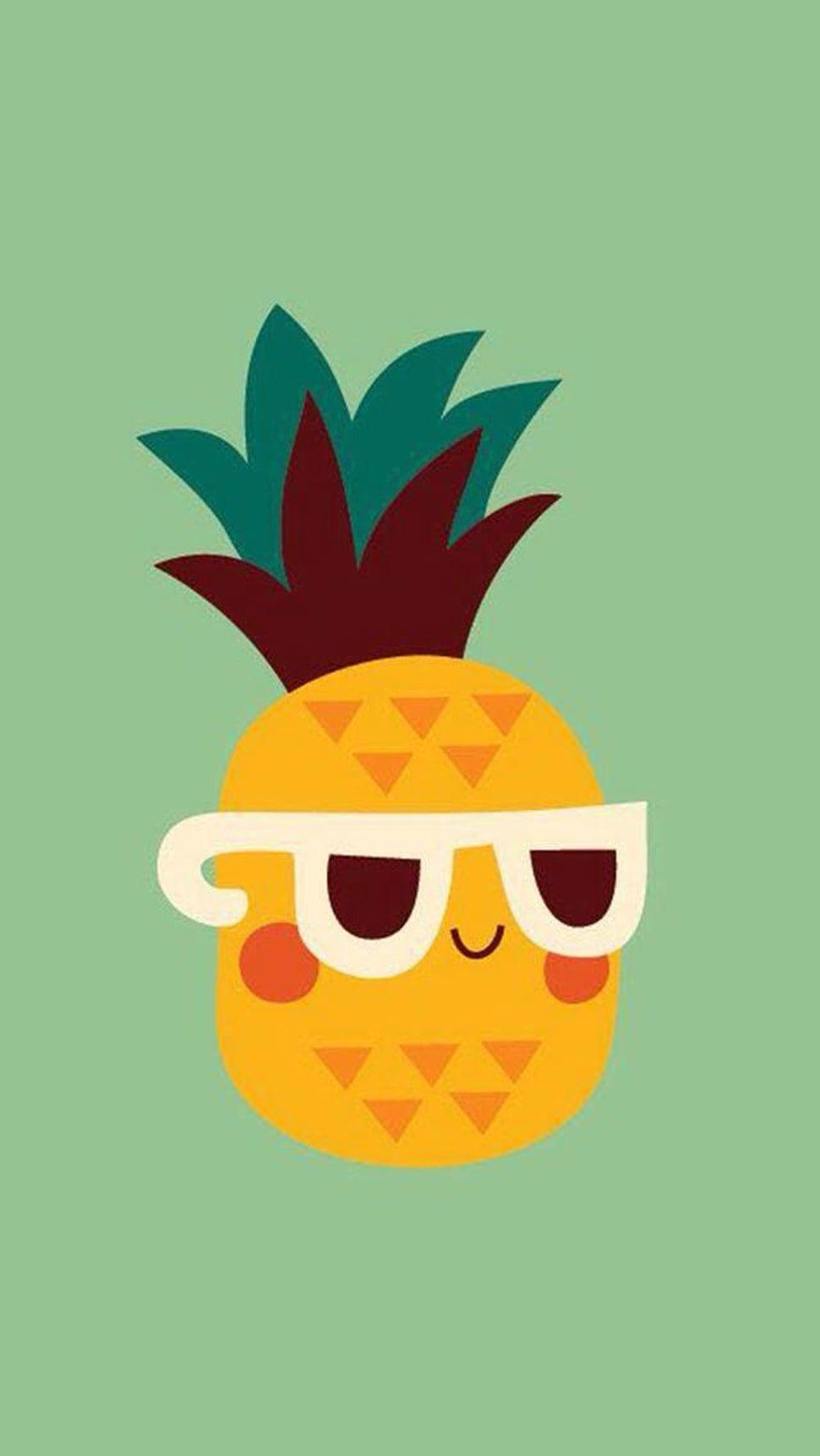 970x1722 Pineapple character wearing sunglasses illustration HD wallpaper