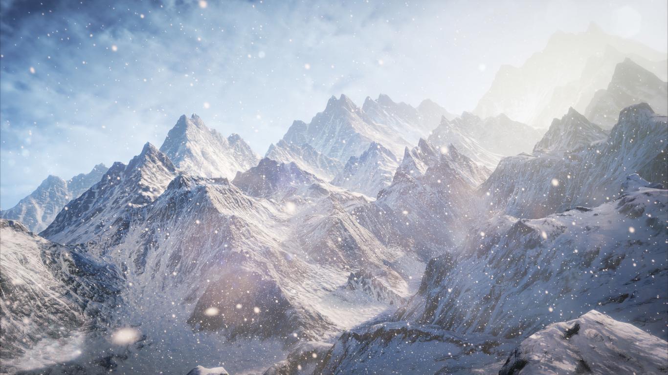 Hình nền 1366x768 8K Ultra HD Exotic View of Snow, Clouds & Nature Mountain
