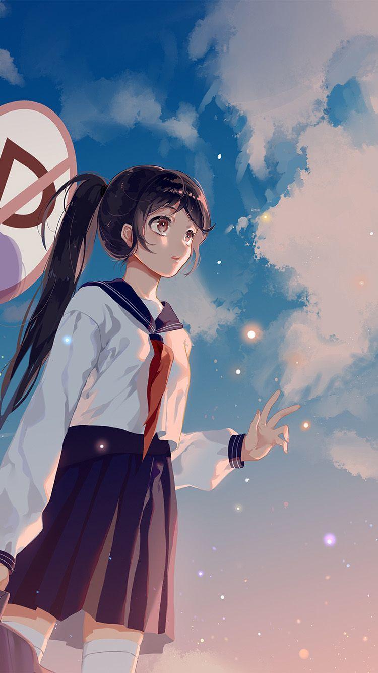 750x1334 Cô gái học sinh Nữ sinh Anime Sky Cloud Star Art Minh họa.  Anime Mermaid, Anime Wallpaper Iphone, Android Wallpaper Anime