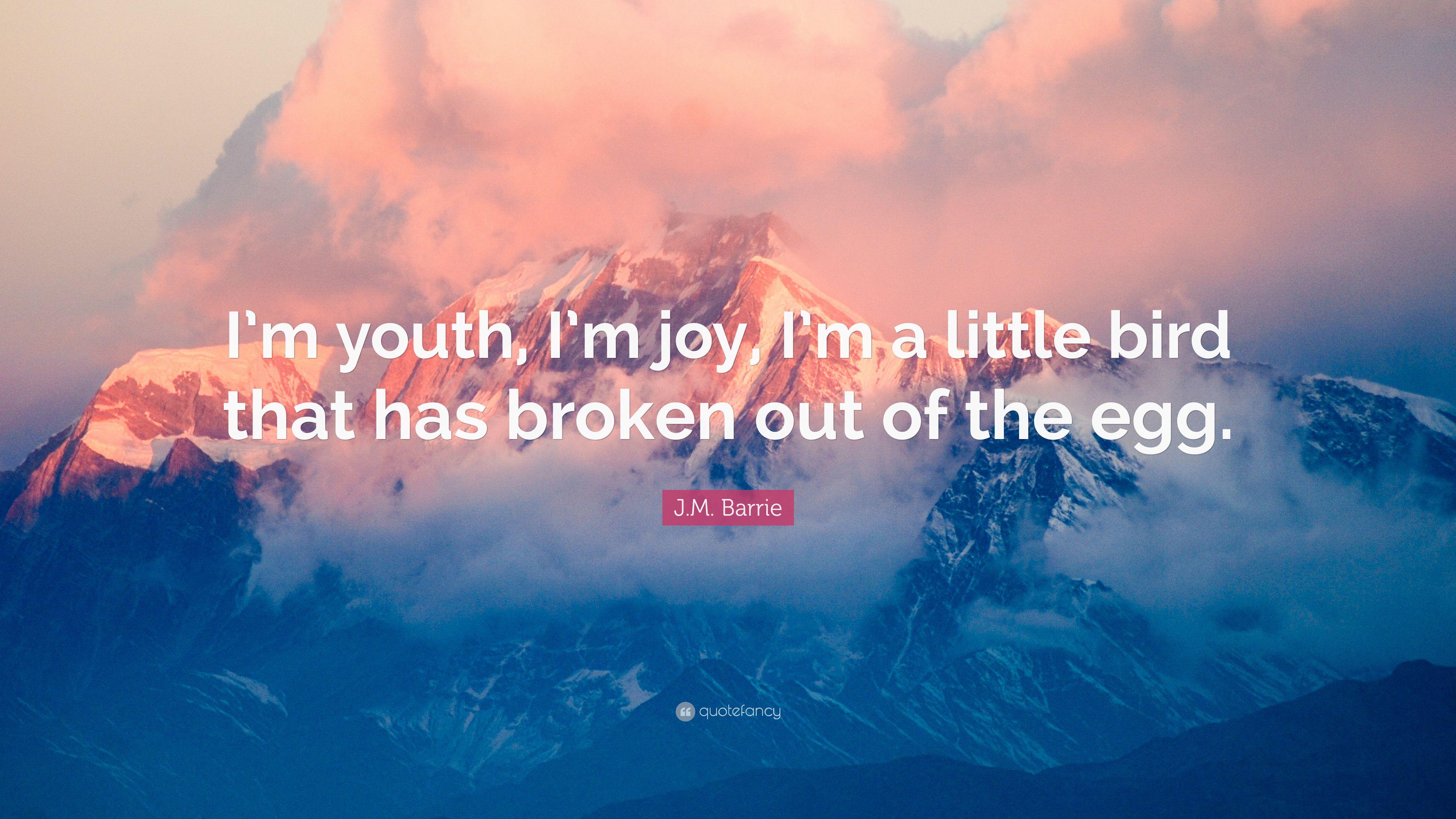 3840x2160 J.M. Barrie Quote: “I'm youth, I'm joy, I'm a little bird that has