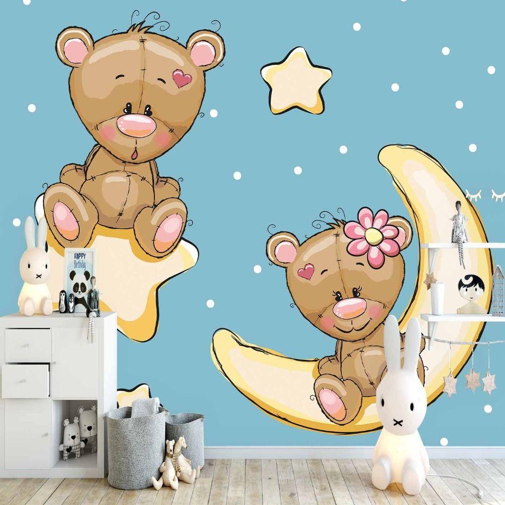 1000x1000 Else Blue Floor Yellow Dot Stars Moon Teddy Bear 3D Print Cartoon