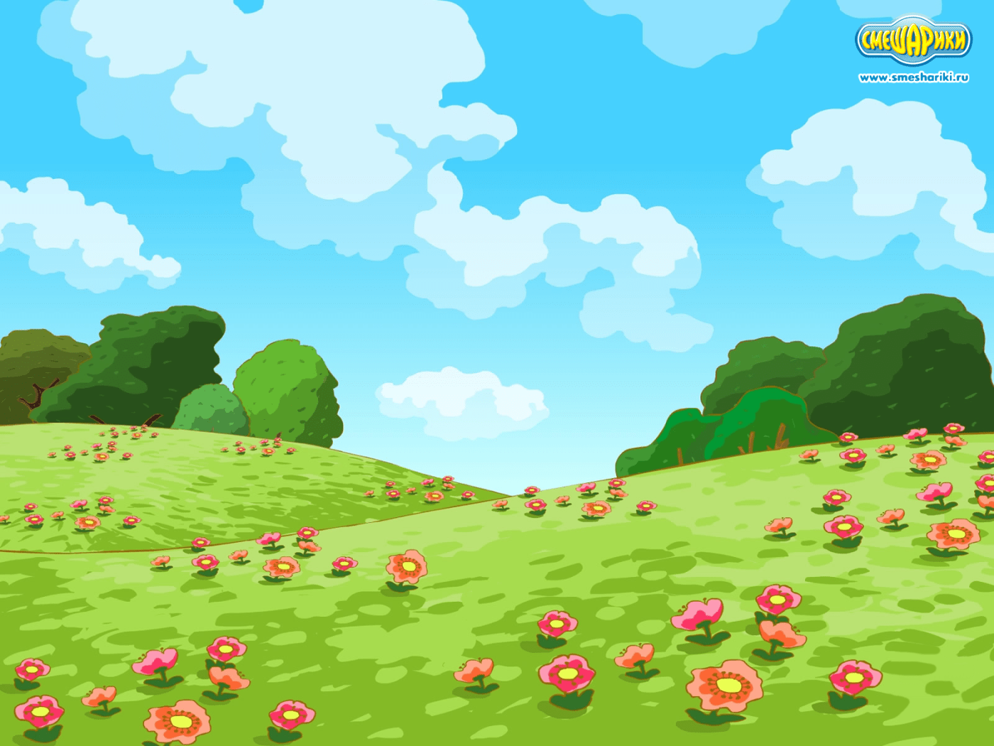 1400x1050 Flower meadow in the cartoon Kikoriki Desktop wallpaper 1400x1050