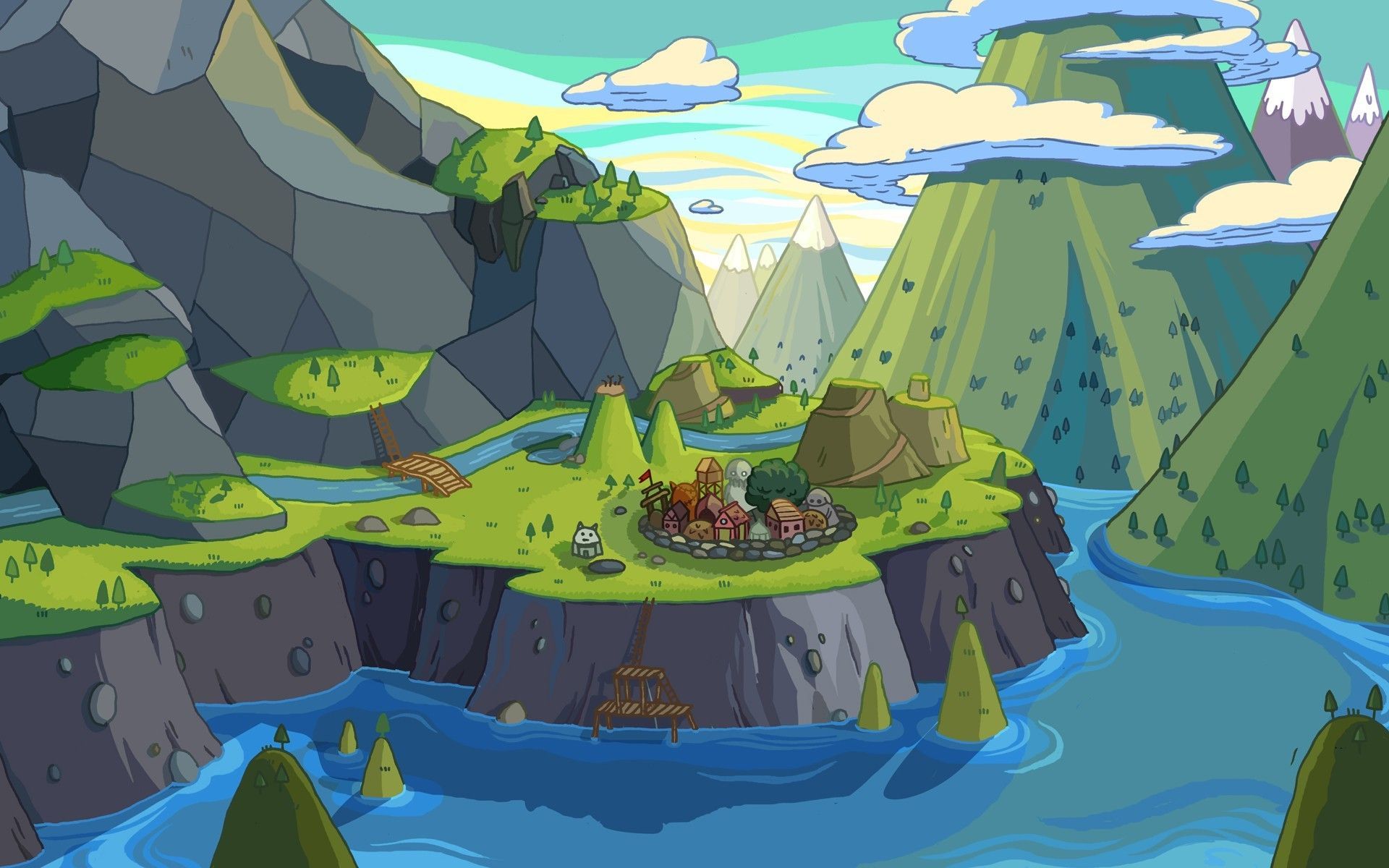1920x1200 Adventure Time, Town, Landscape Wallpaper HD / Desktop and Mobile Background