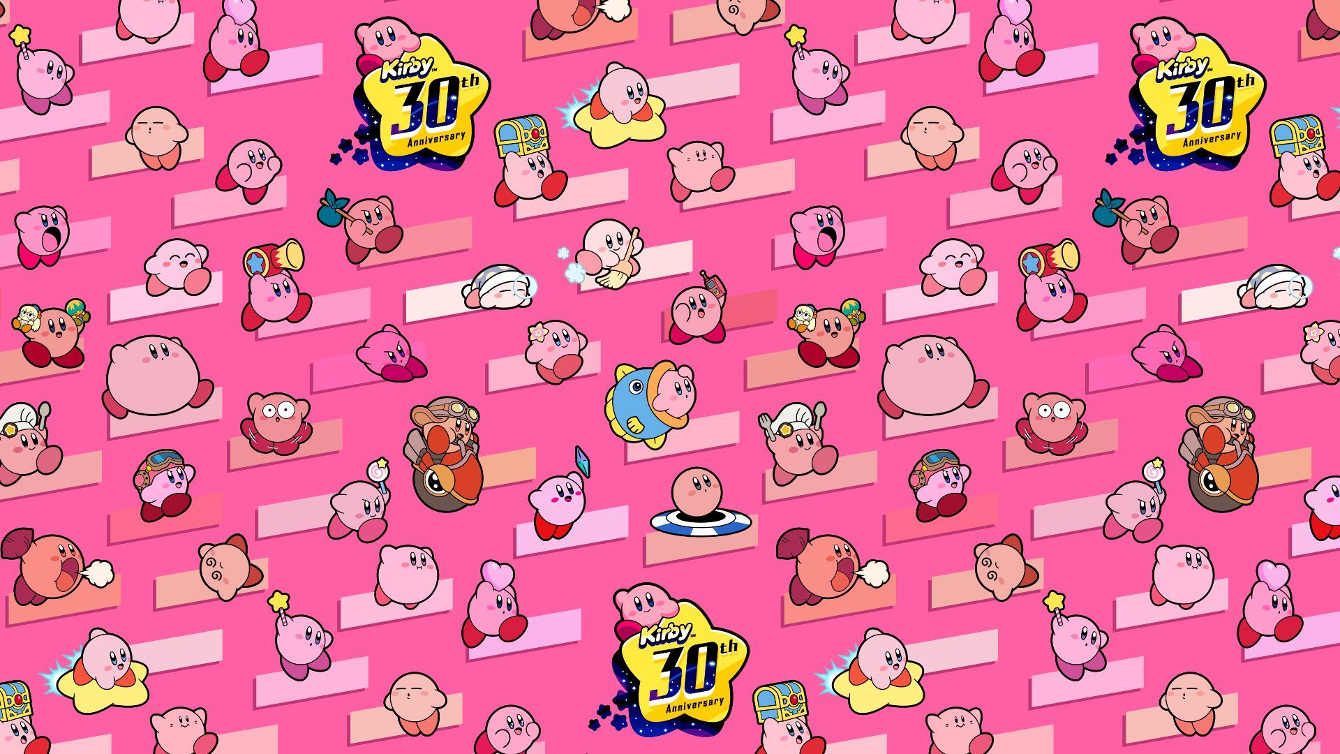 1920x1080 Chris Scullion على X: Nintendo's released a Kirby 30th anniversary wallpaper, but it's only in 1080p so I've upscaled it for you. First pic Second pic