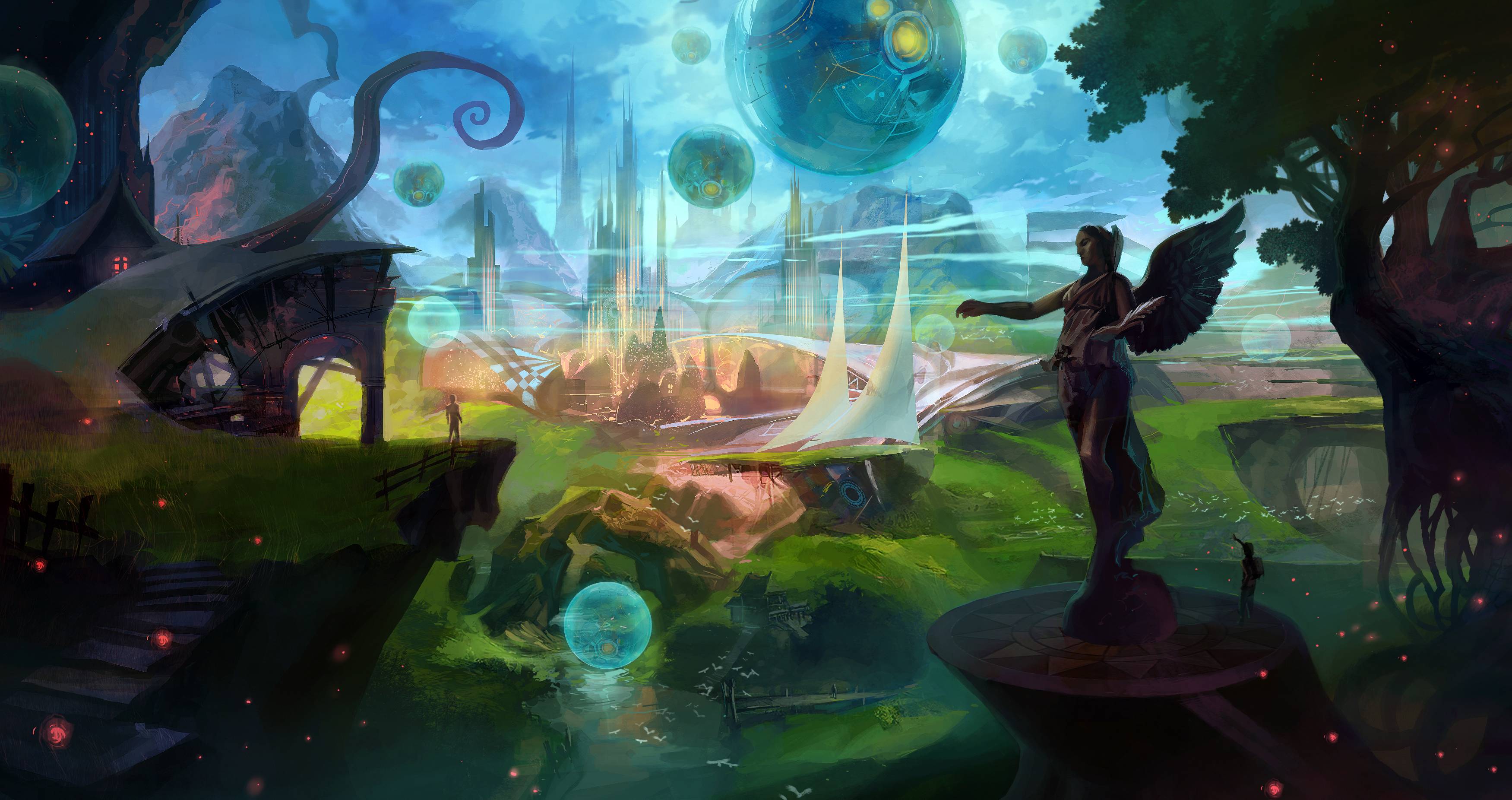 3502x1852 Landscapes science fiction fantasy wallpaper 1920x1440 119061