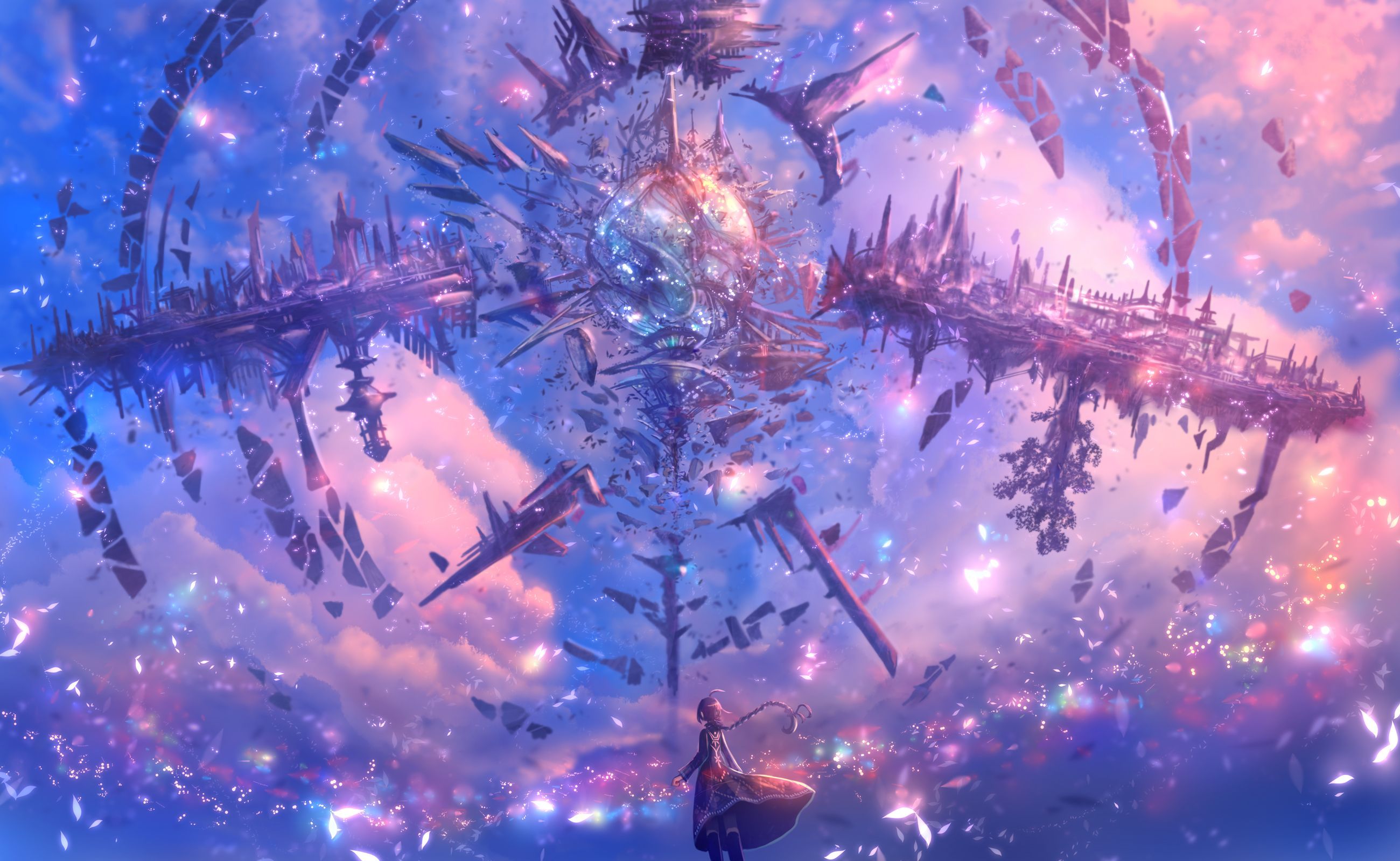 2600x1600 Epic Sci Fi Fantasy Anime: Stunning HD Cosmic Battle Wallpaper By 防人