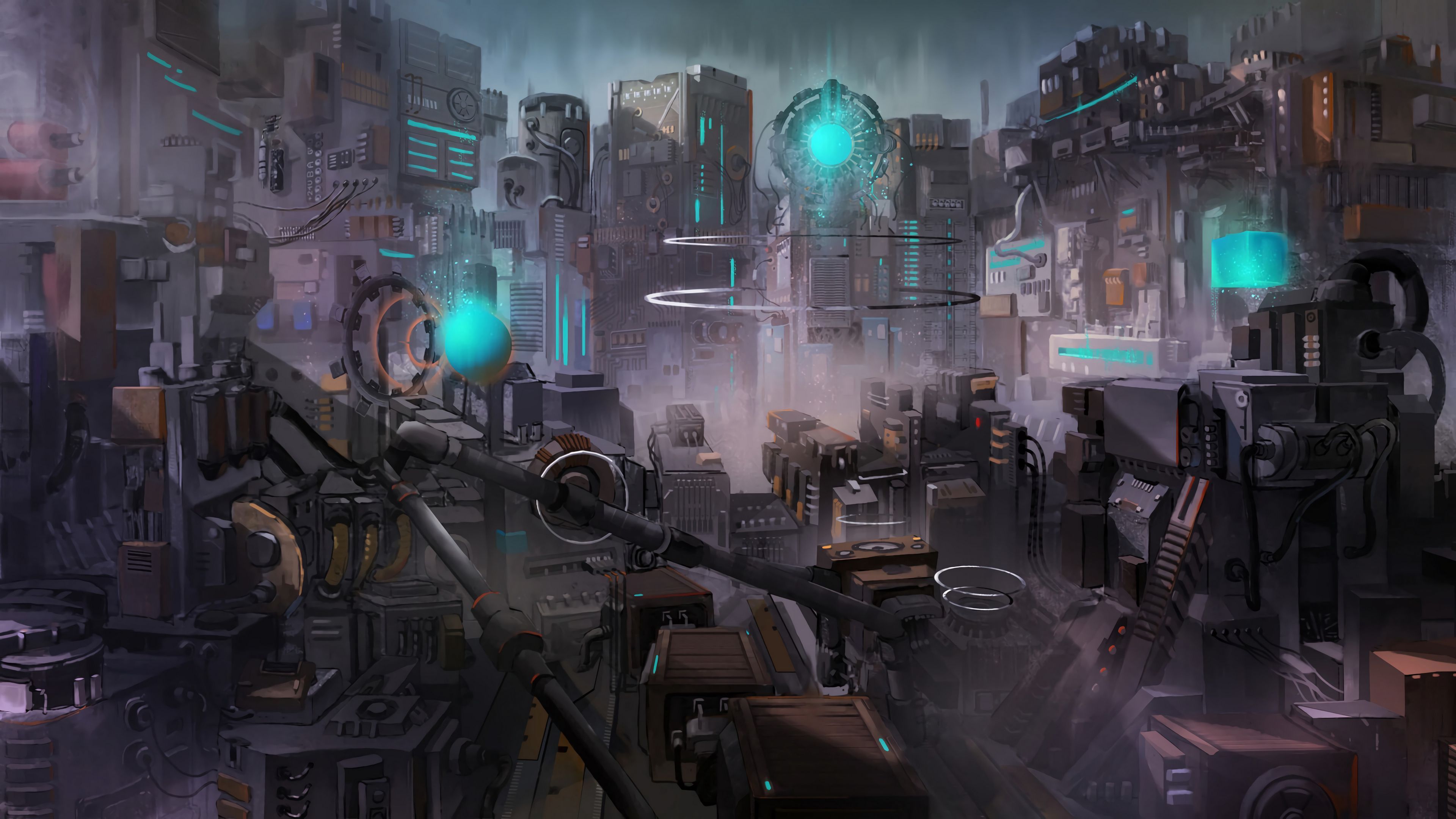 3840x2160 Download Wallpaper 3840x2160 City, Buildings, Sci Fi, Fantasy, Future, Art 4k Uhd 16:9 HD Background
