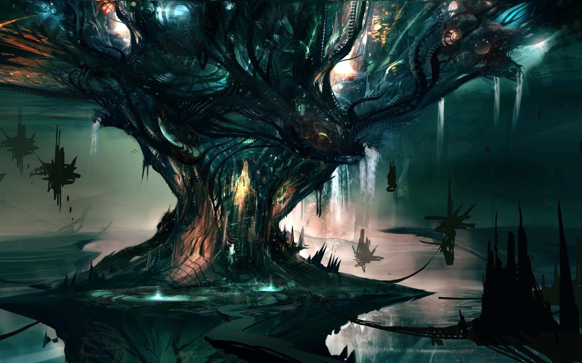 1920x1200 fantasy, Art, Sci, Fi, Landscapes, Magic, Trees, House, Islands, Dream Wallpaper HD / Desktop and Mobile Background