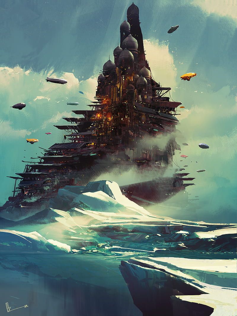 800x1064 Landscape, digital, castle, science fiction, artwork, fantasy art, HD phone wallpaper