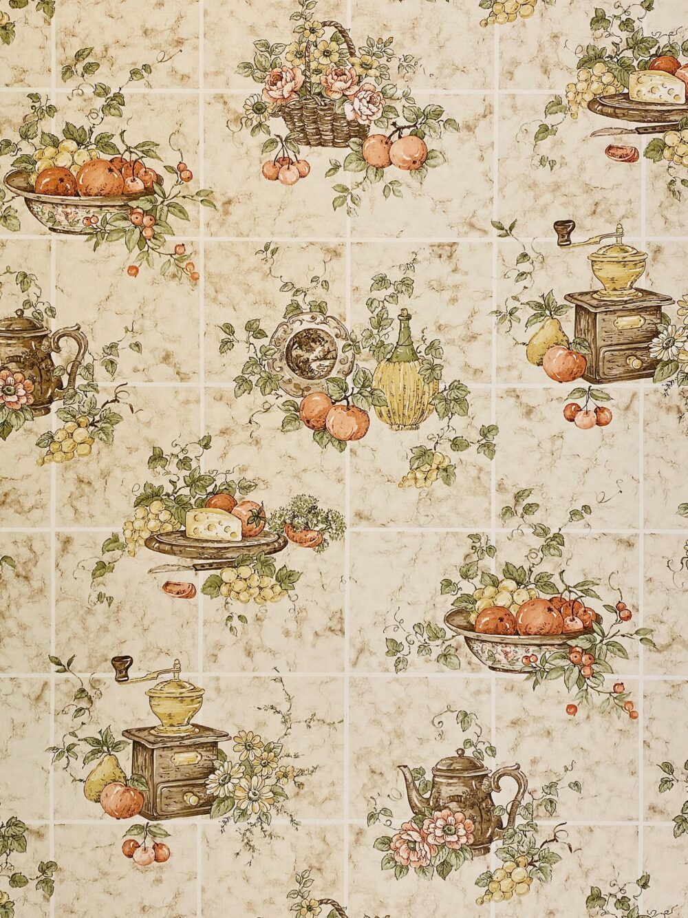 1000x1334 Vintage Kitchen Theme Wallpaper Fruits and Coffee