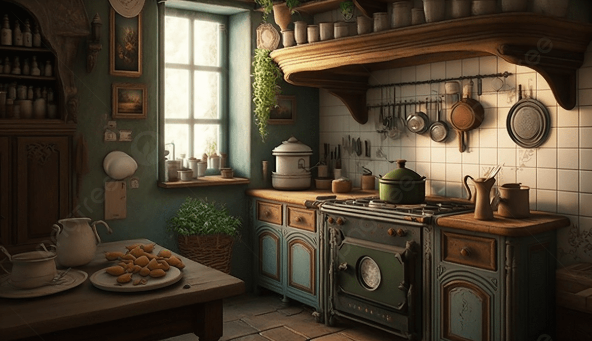 1200x691 Kitchen European Retro Style Background, Kitchen, European Retro Kitchen, Kitchen Supplies Background Image And Wallpaper for Free Download