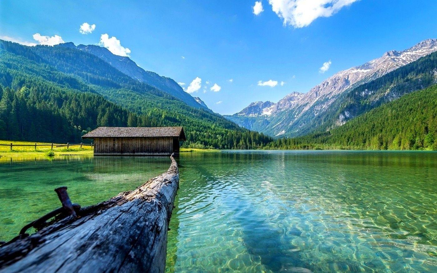 1400x875 Lake, Nature, Boathouses, Mountain, Landscape, Log