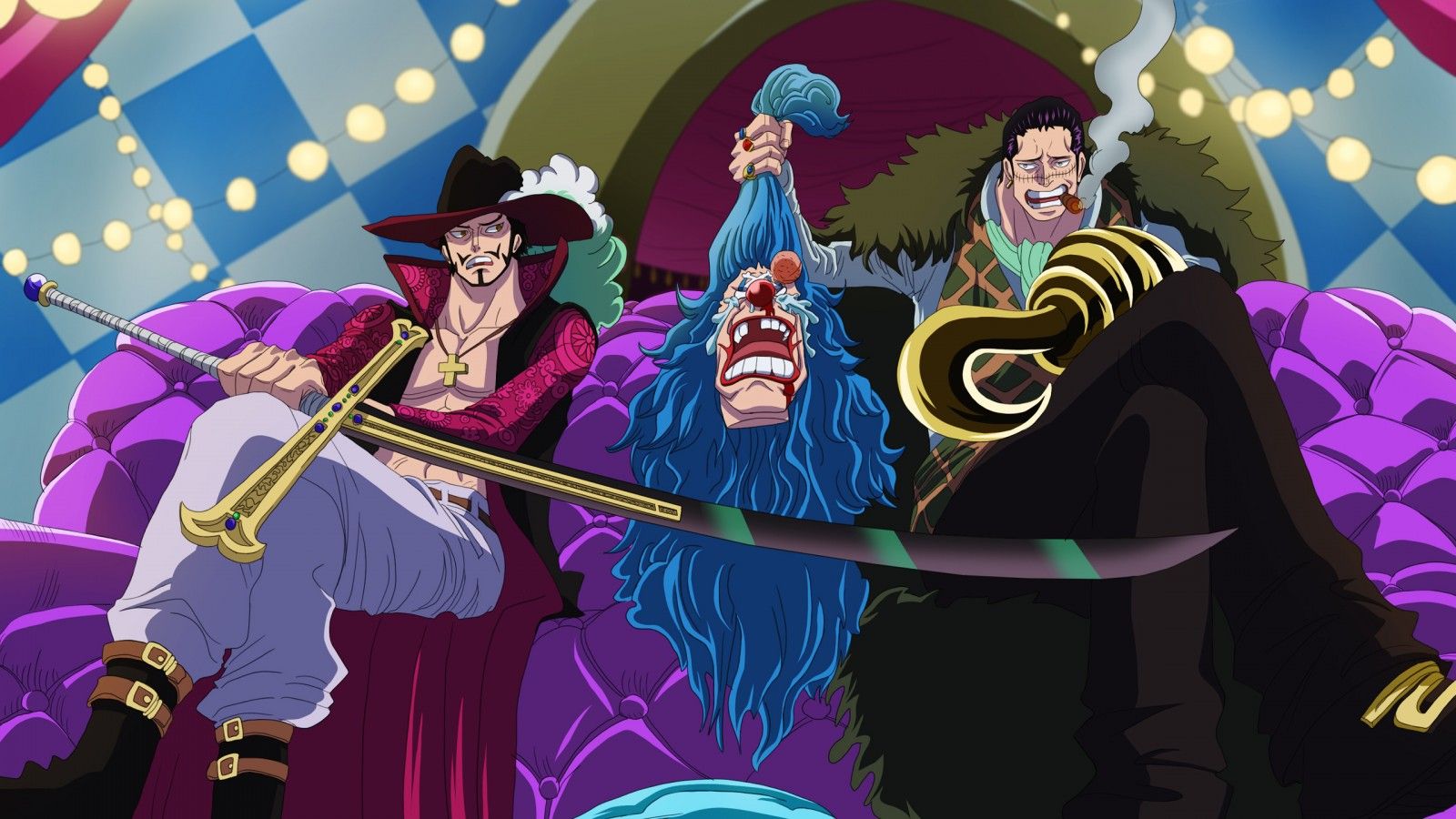 1600x900 Dracule Mihawk Buggy Crocodile HD One Piece Cross Guild Wallpaper