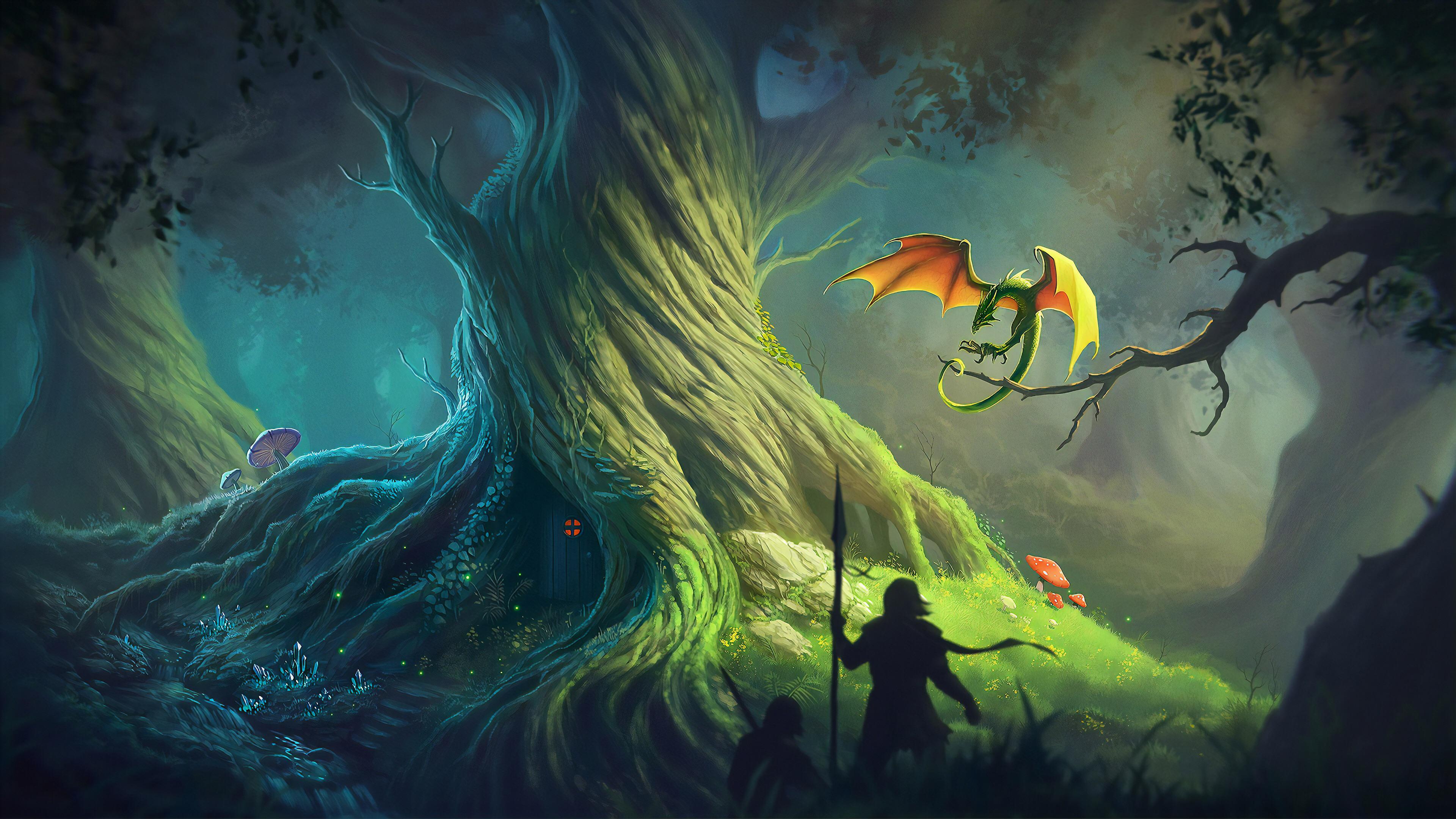 3840x2160 Dragon Forest Fantasy [3840x2160]