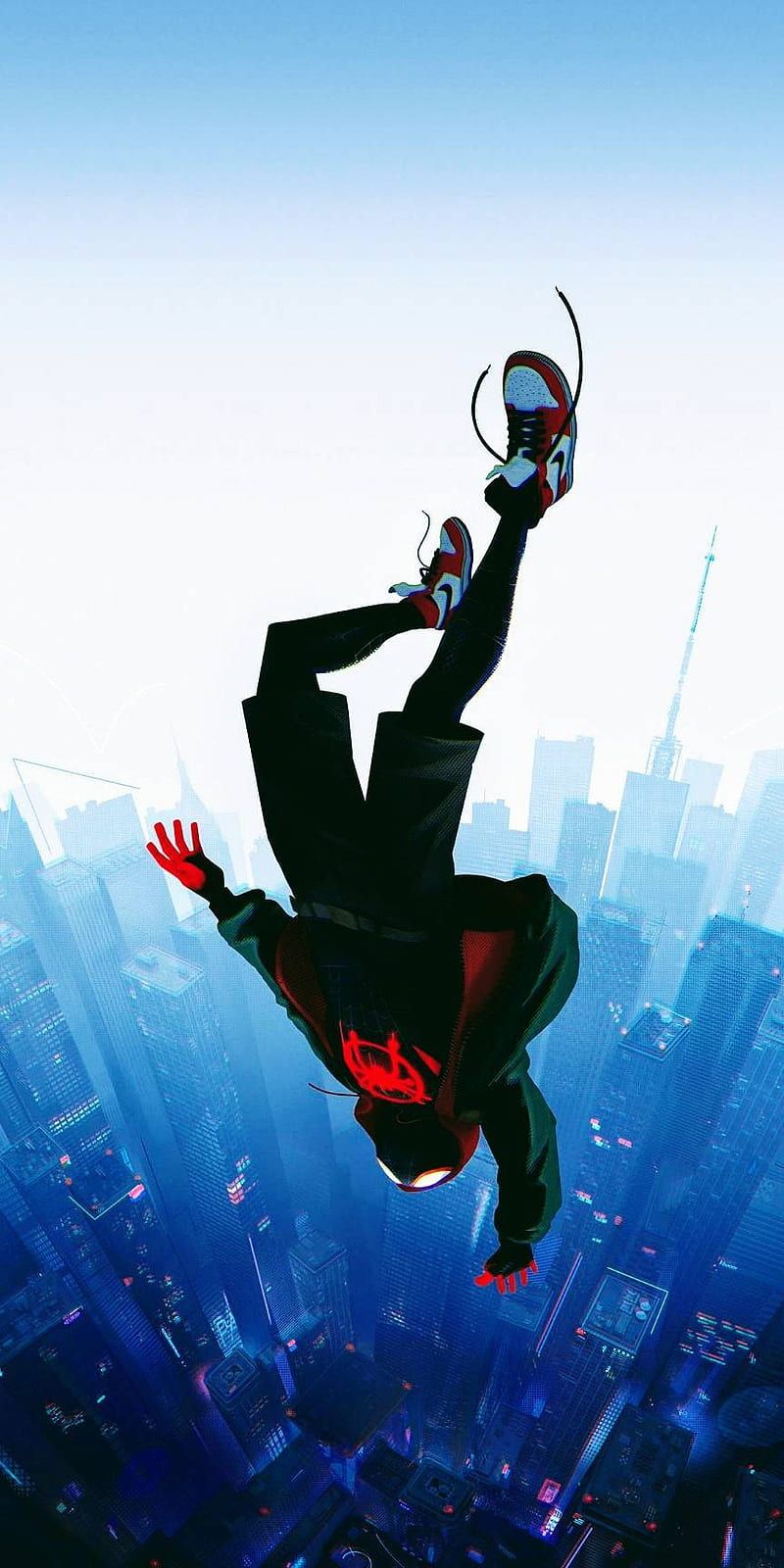 800x1600 Spiderman, spider, dark, blue, marvel, kid, red, movie, omniverse, HD phone wallpaper