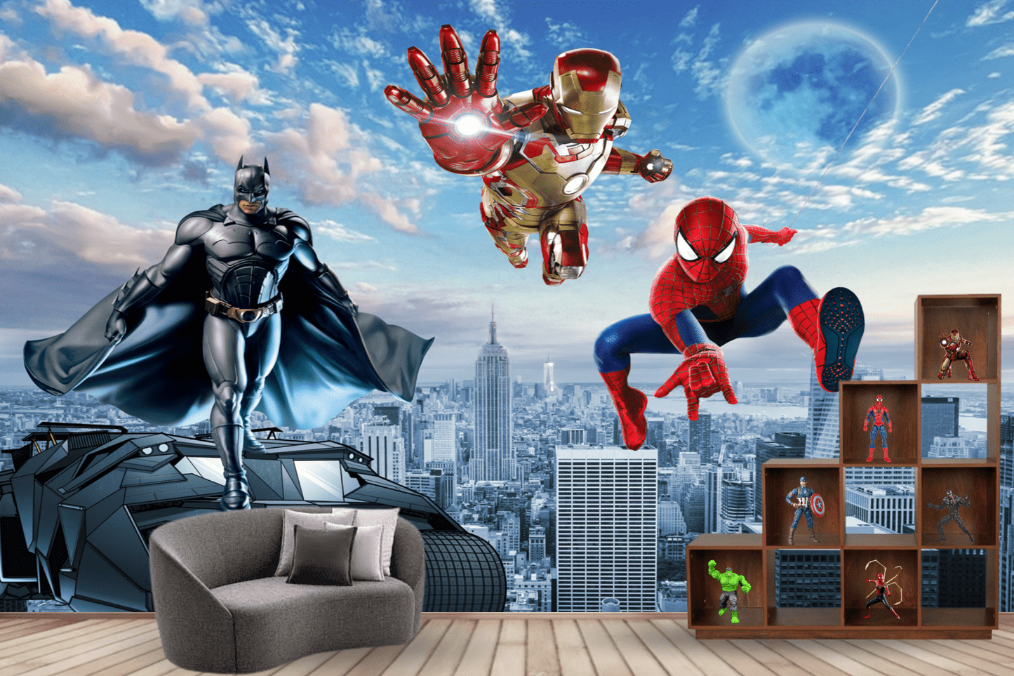 1445x963 Spider Bat Iron Man Kids Wallpaper