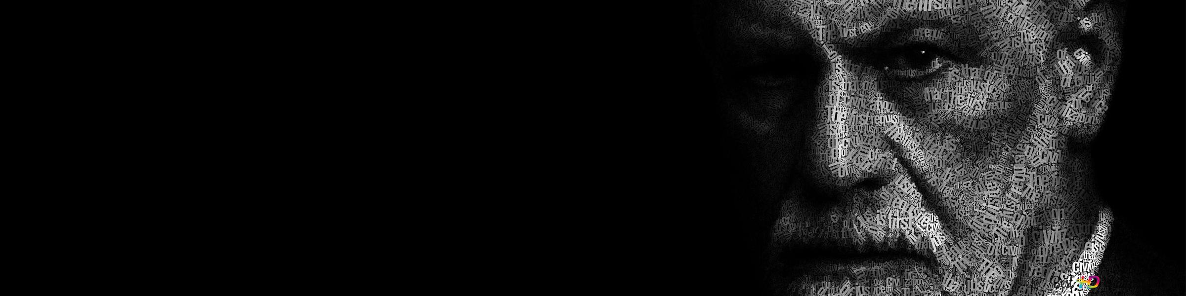 2400x600 Sigmund Freud Black & White 2K wallpaper download