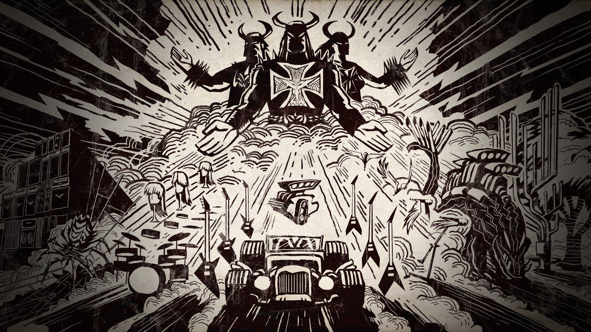 1920x1080 Brutal Legend, Monochrome, Drawing Wallpaper HD / Desktop and Mobile Background