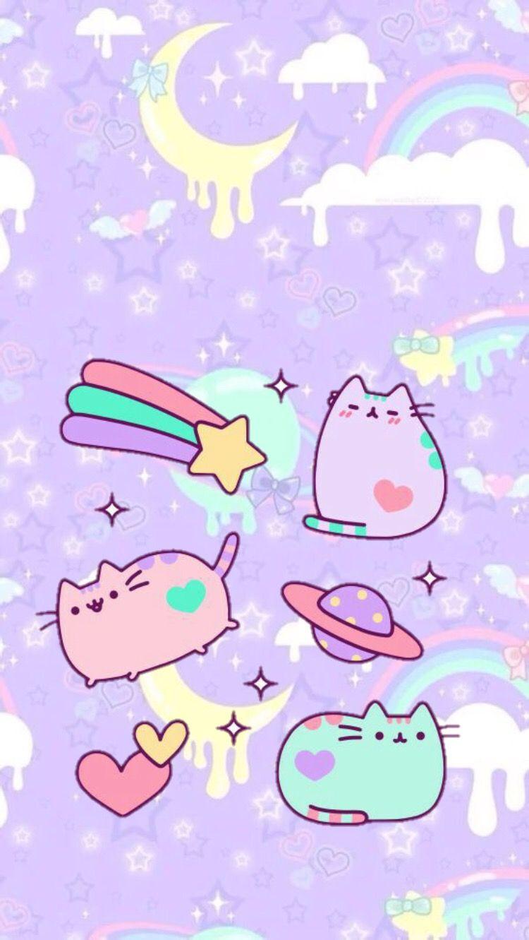 pusheen with rainbow