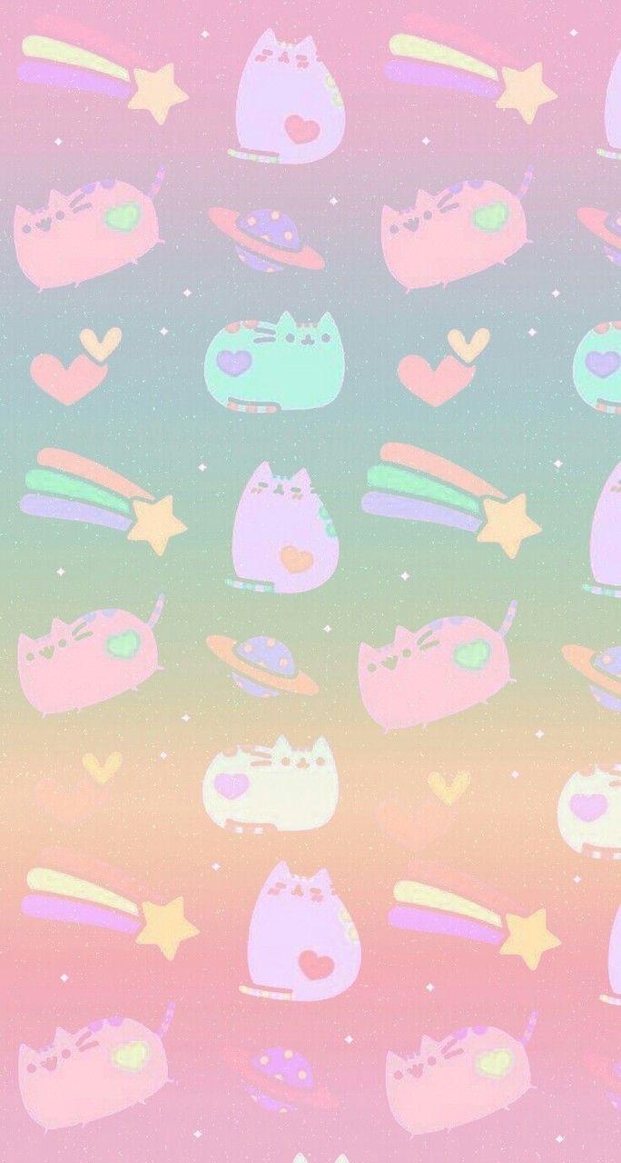 pusheen with rainbow