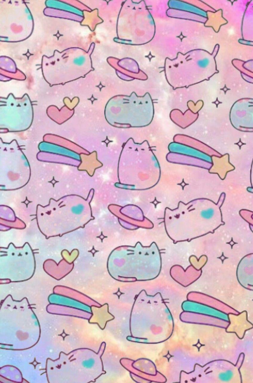 pusheen with rainbow