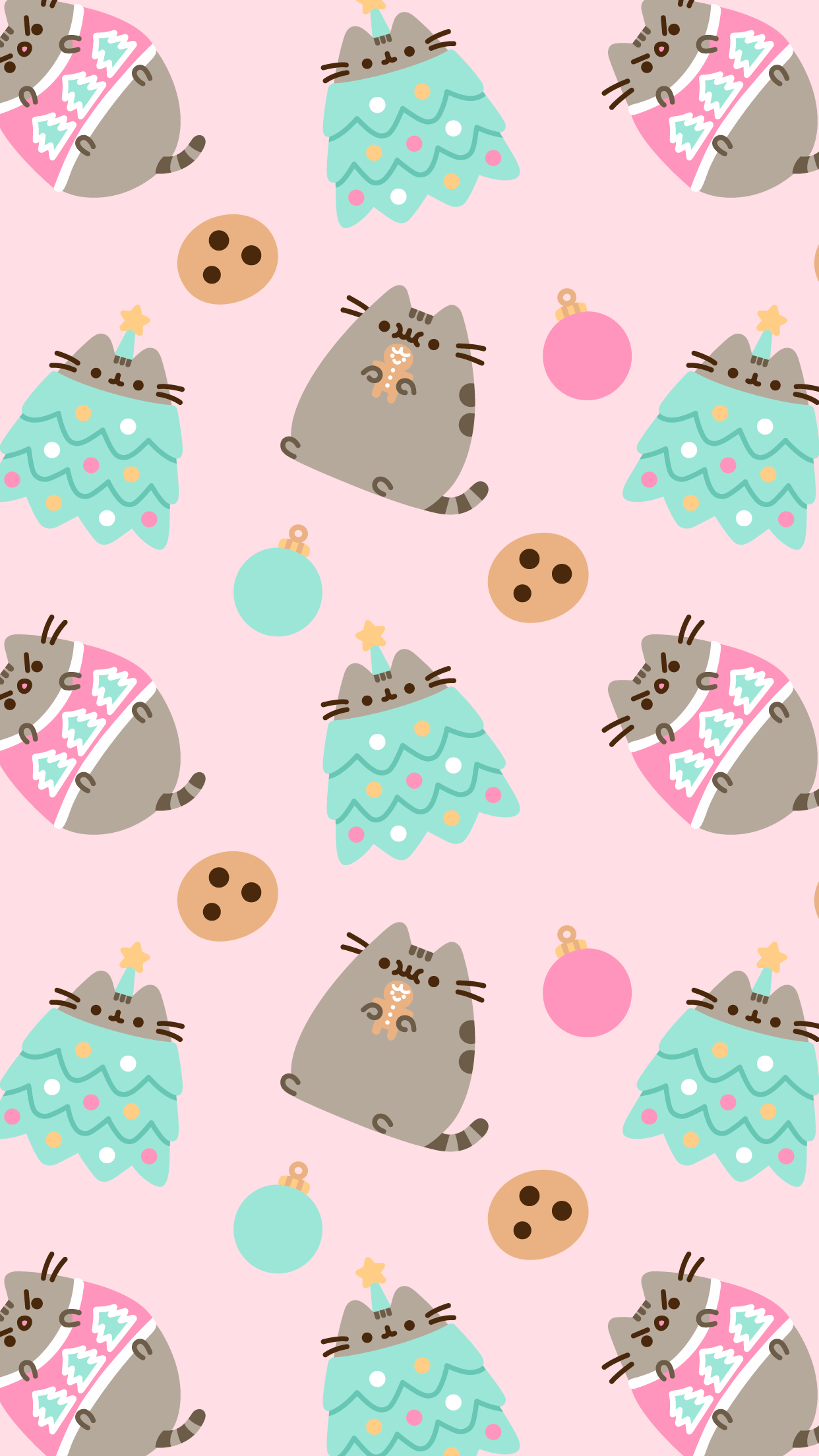 1242x2208 FREE Exclusive Pusheen Android and iPhone® Christmas Wallpaper