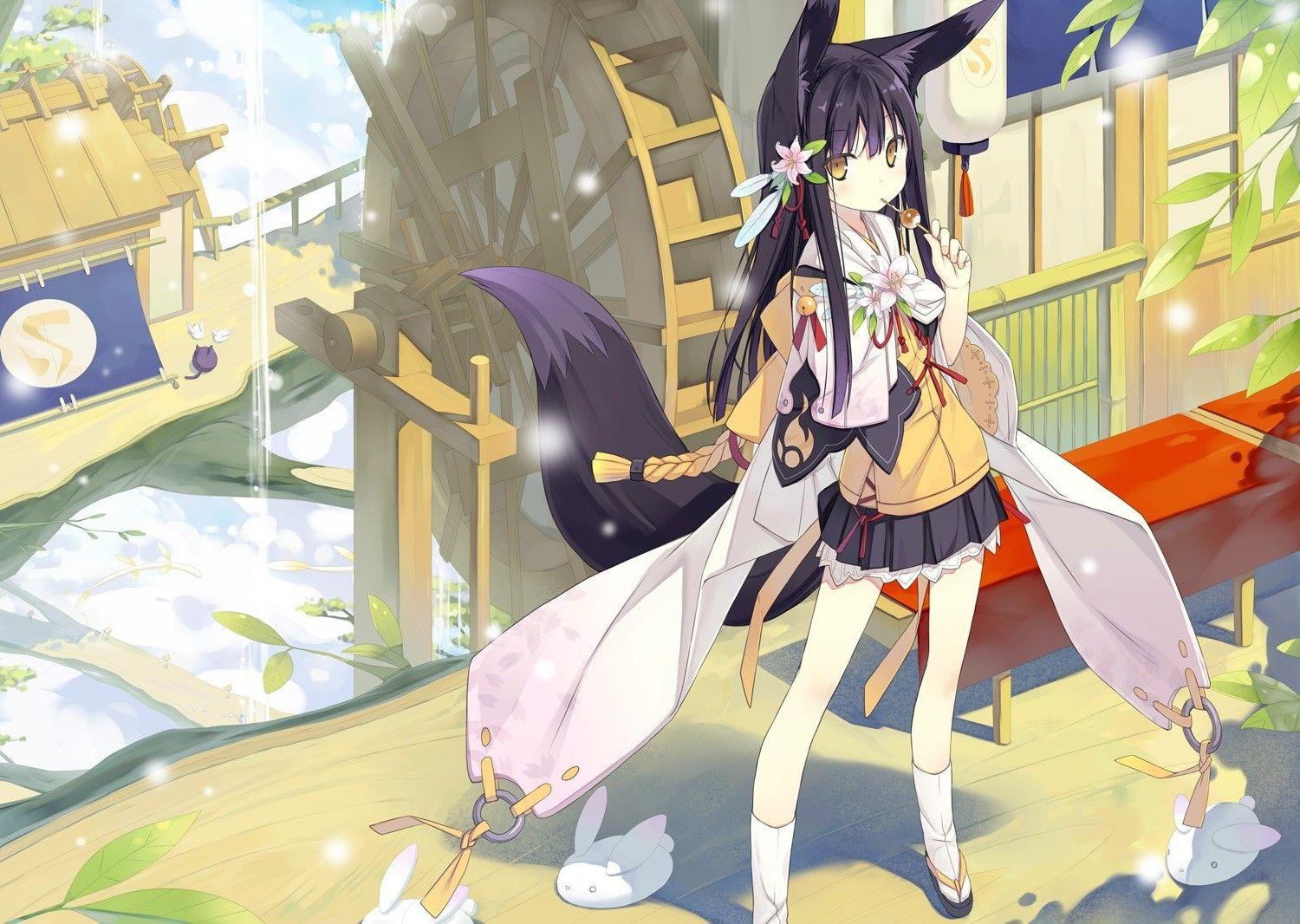 1500x1066 Anime Fox Girl Hình nền HD 21368