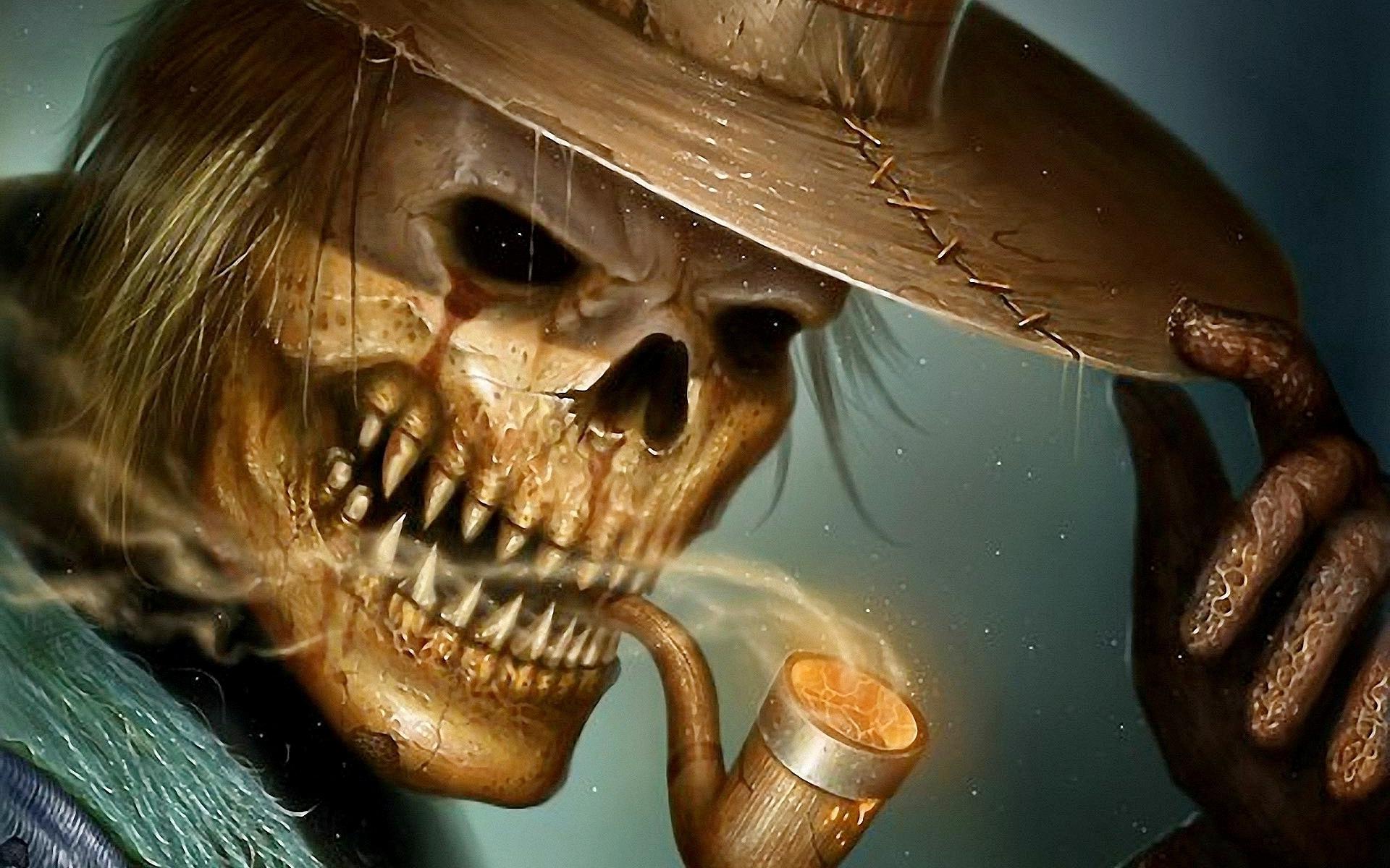 1920x1200 Smoking Skull Wallpaper