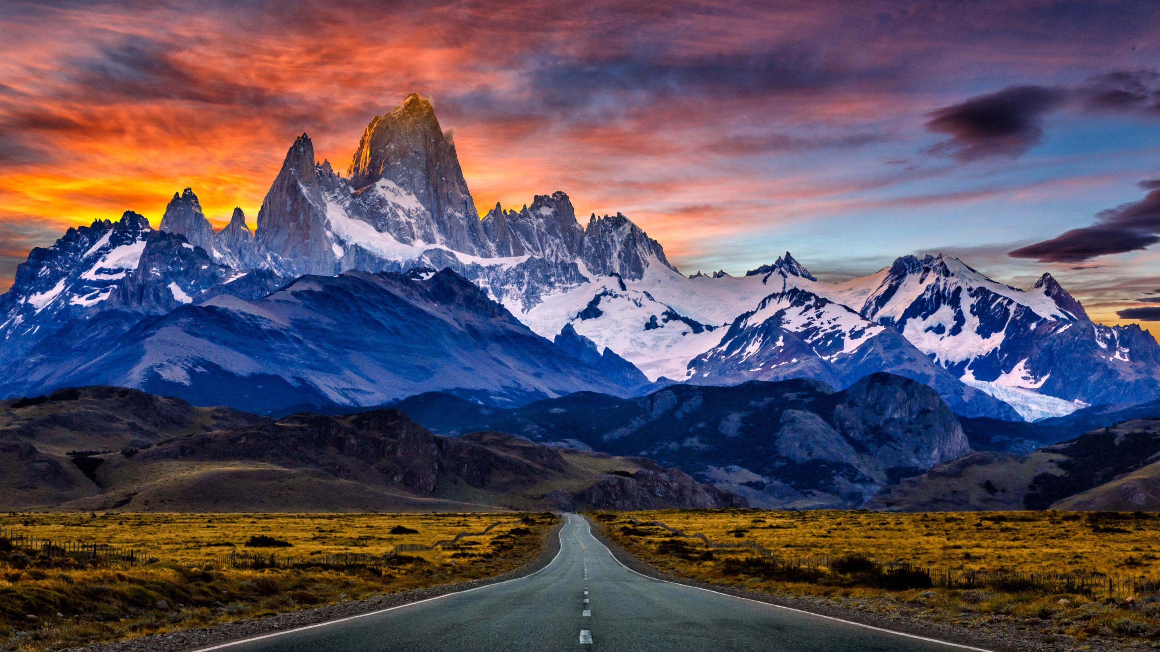 3840x2160 Monte Fitz Roy Mountain, Patagonian Ice Field, Patagonia 8k hình nền