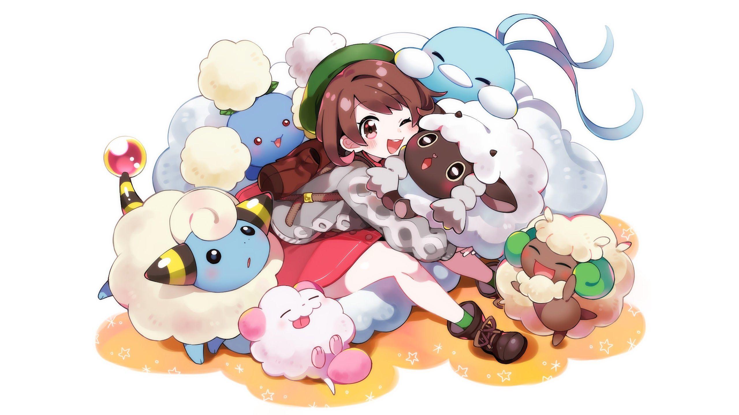 2560x1440 Wooloo, Altaria, Jumpluff, Mareep, Swirlix, Whimsicott, Pokemon