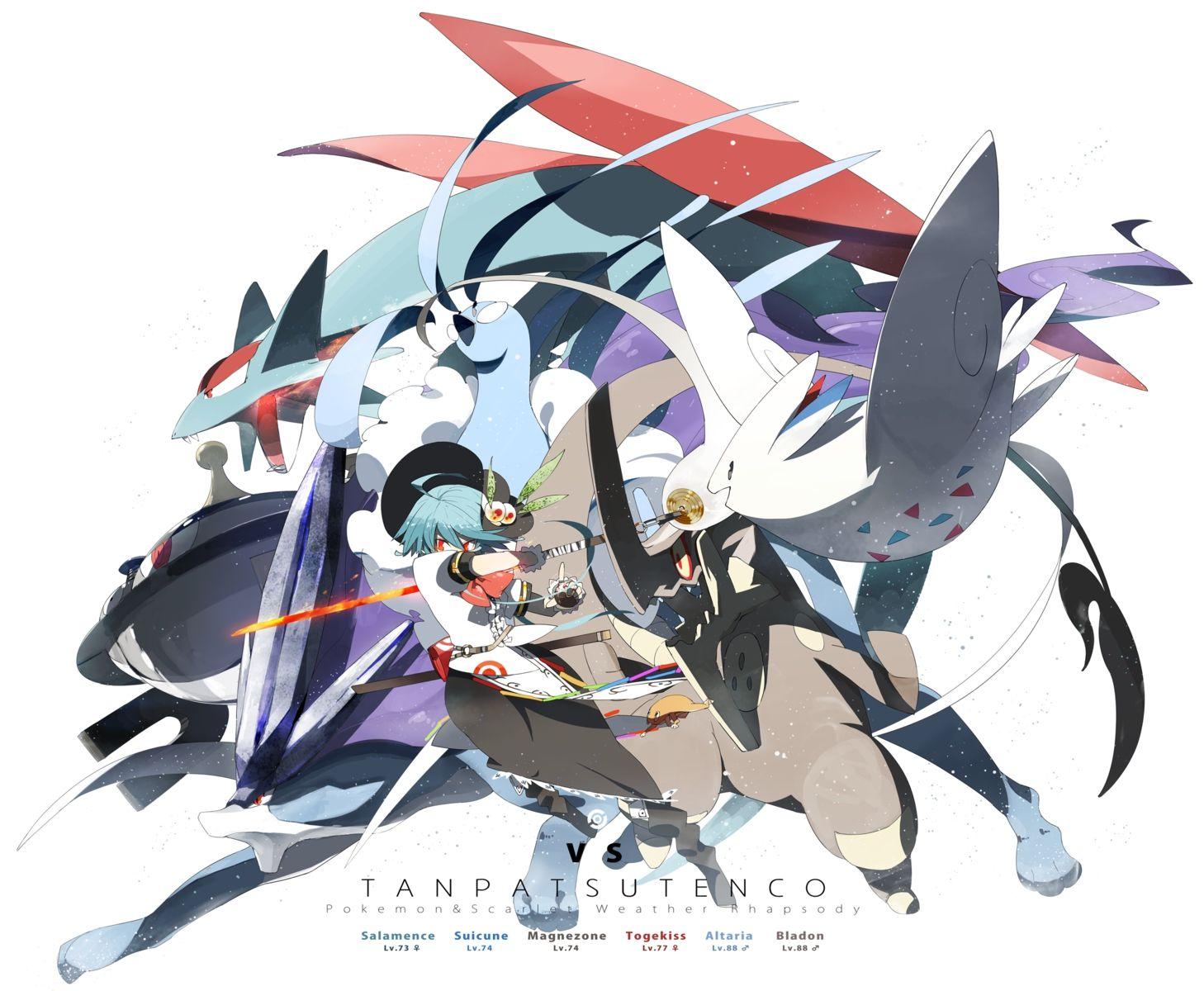 1458x1200 altaria crossover hinanawi tenshi katana magnezone pokemon
