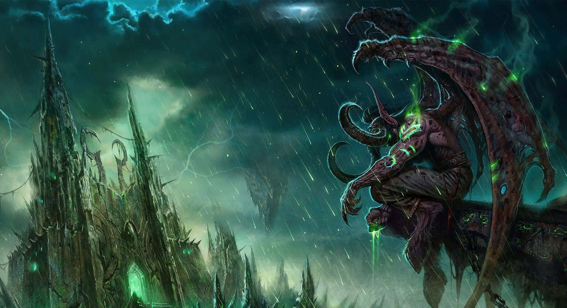 1920x1044 Download Caption: Dark Warlock Casting Spell Of Warcraft Wallpaper