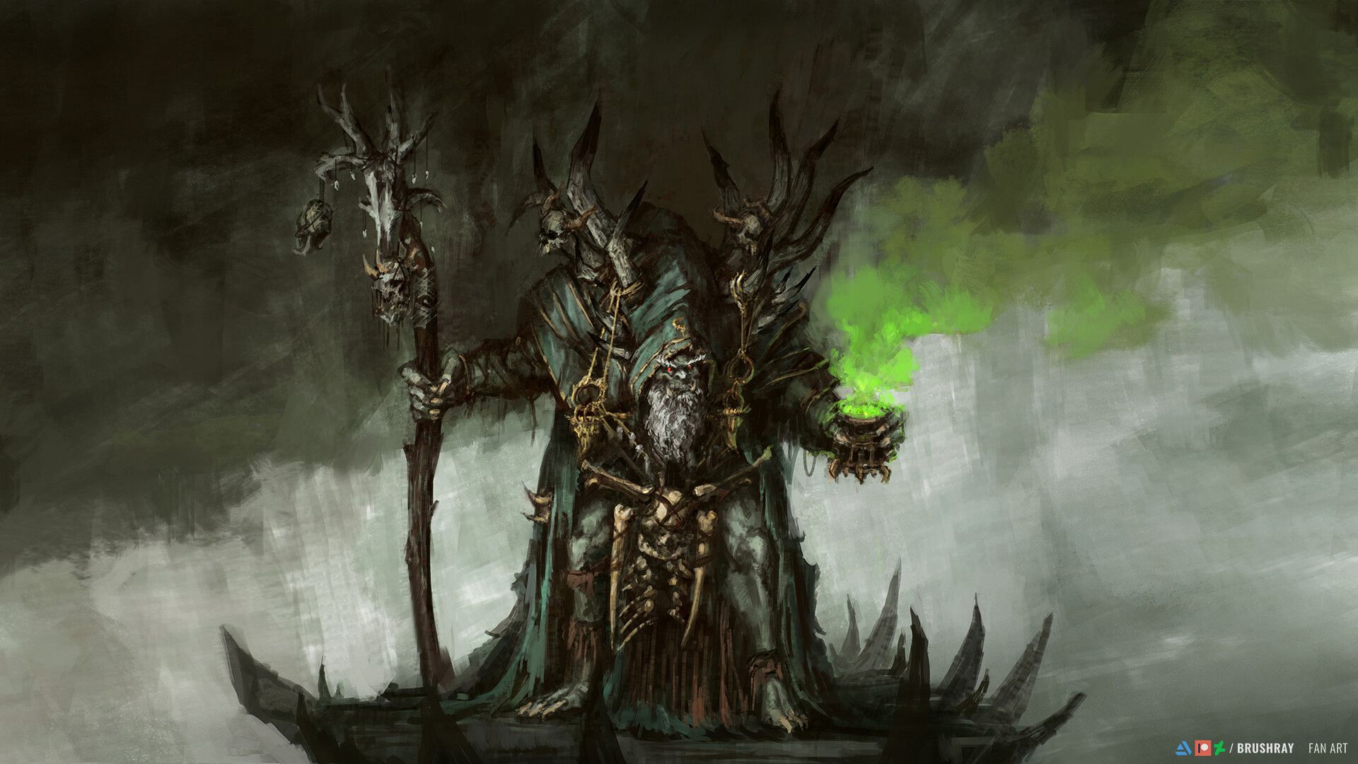 1920x1080 Orc Warlock Gul'dan Warcraft fan art